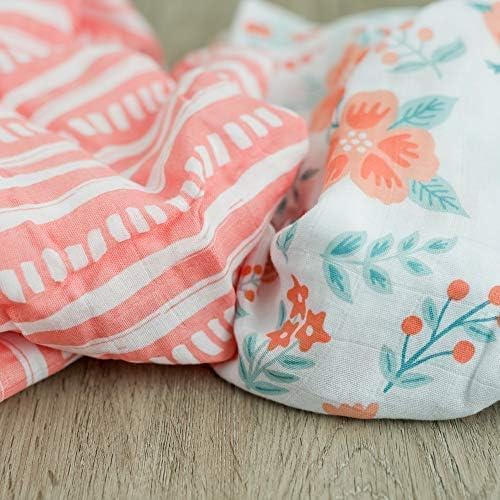GRACED SOFT LUXURIES Muslin Swaddle 2 Pack Softest Floral Swaddle Blanket (Sunrise Bloom)