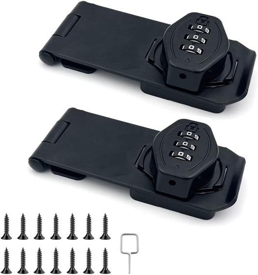 2Pcs Cabinet Password Rotary Hasp Locks,4 Inch Keyless Combination Lock for Cabinets,Gates,Doors,Closets and More (Black)