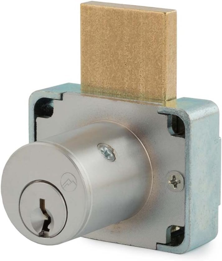 200DW Deadbolt Lock | 7/8" Chrome Key Lock US26D | NATL KD Easily Rekeyable Drawer Lock, Keyed Different | Grade 1 Vertical Deadbolt
