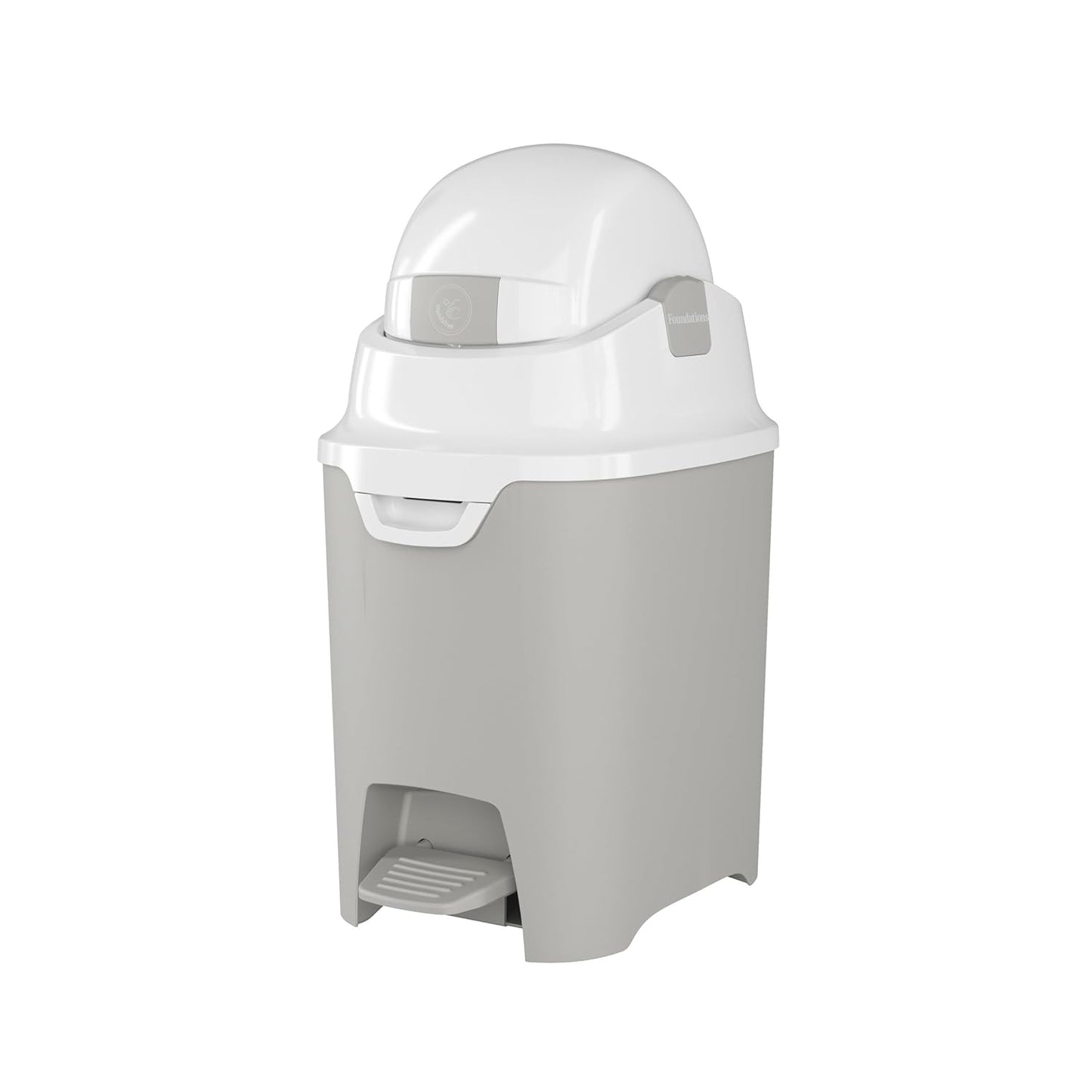 Foundations Mini Hands-Free Diaper Pail with Airtight Lid - Durable & Odorless Diaper Disposal, Large Capacity, Holds up to 30 Newborn Diapers, Refill with Any Bags - Gray