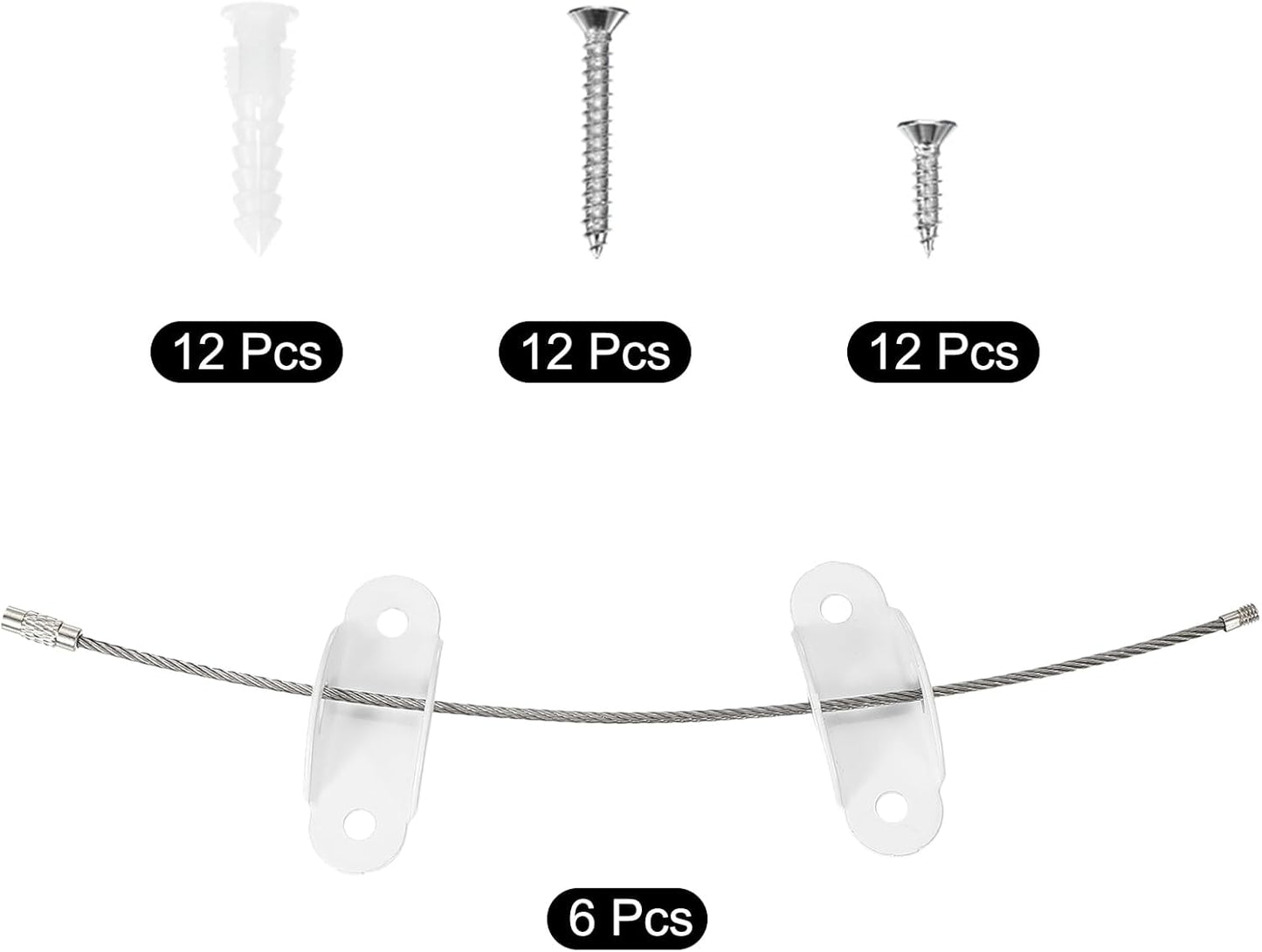 MECCANIXITY Furniture Anchors, 8 Inch Anti Tip Furniture Anchors Stainless Steel Furniture Securing Wall Anchors for Earthquake Straps Home Safety, White 6 Sets