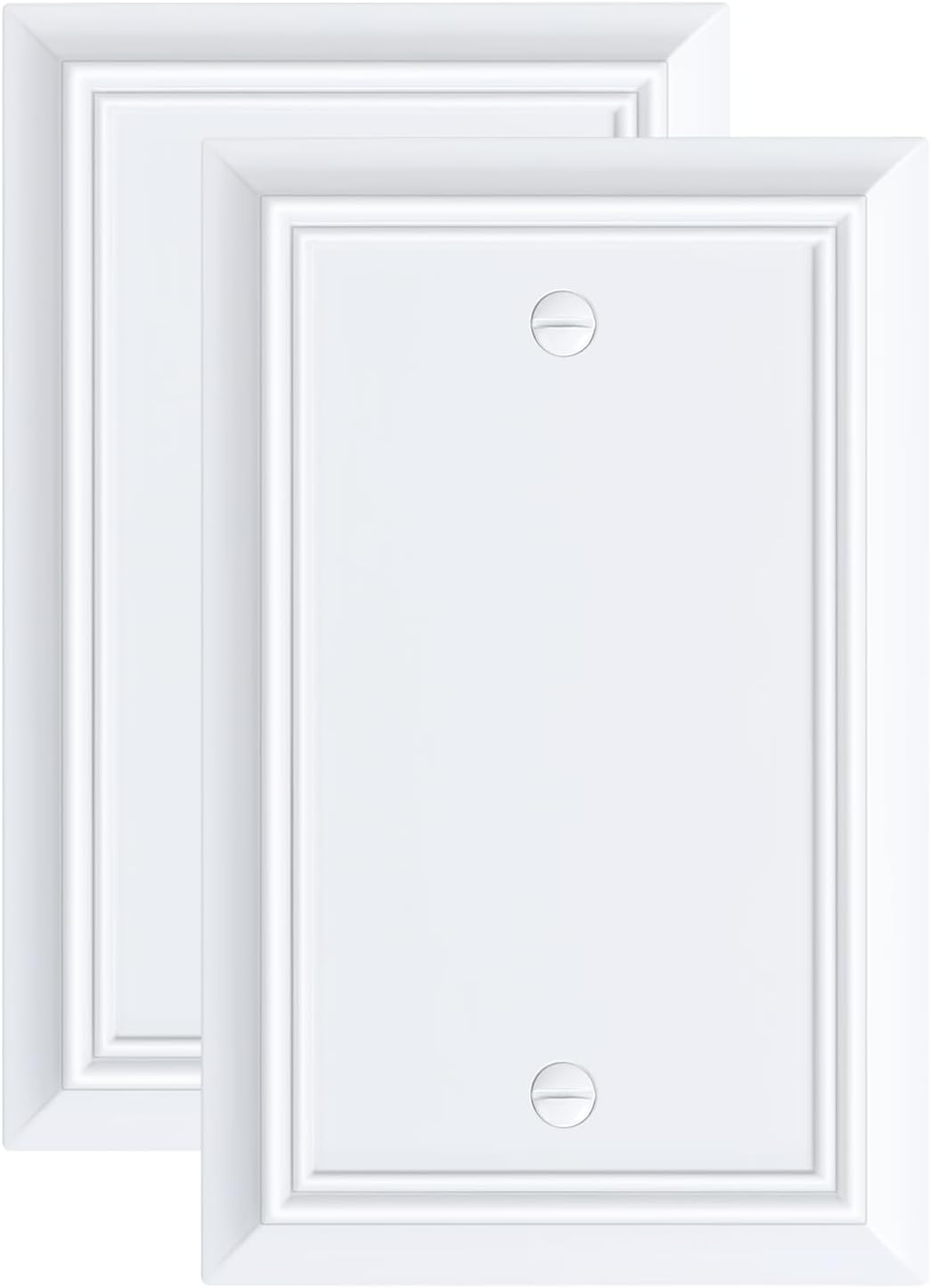 2-Pack Single Blank Wall Plate, Durable Natural Bamboo Fiber Wall Plate Cover,Pure White 1 Gang Wall Plate for Unused Outlets/Switches, Corrosion Resistant