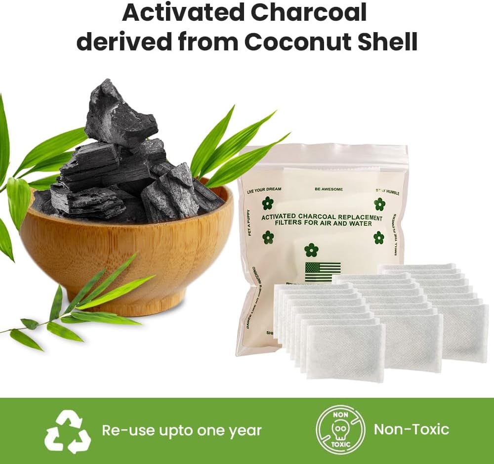 Green Piece® 24 Pack Overstuffed All-Natural Diaper Pail Deodorizer | Activated Charcoal Air Purifier Compatible with Diaper Pails, Shoe Closets, Trash Cans, Pets - Made in The USA by Green Piece