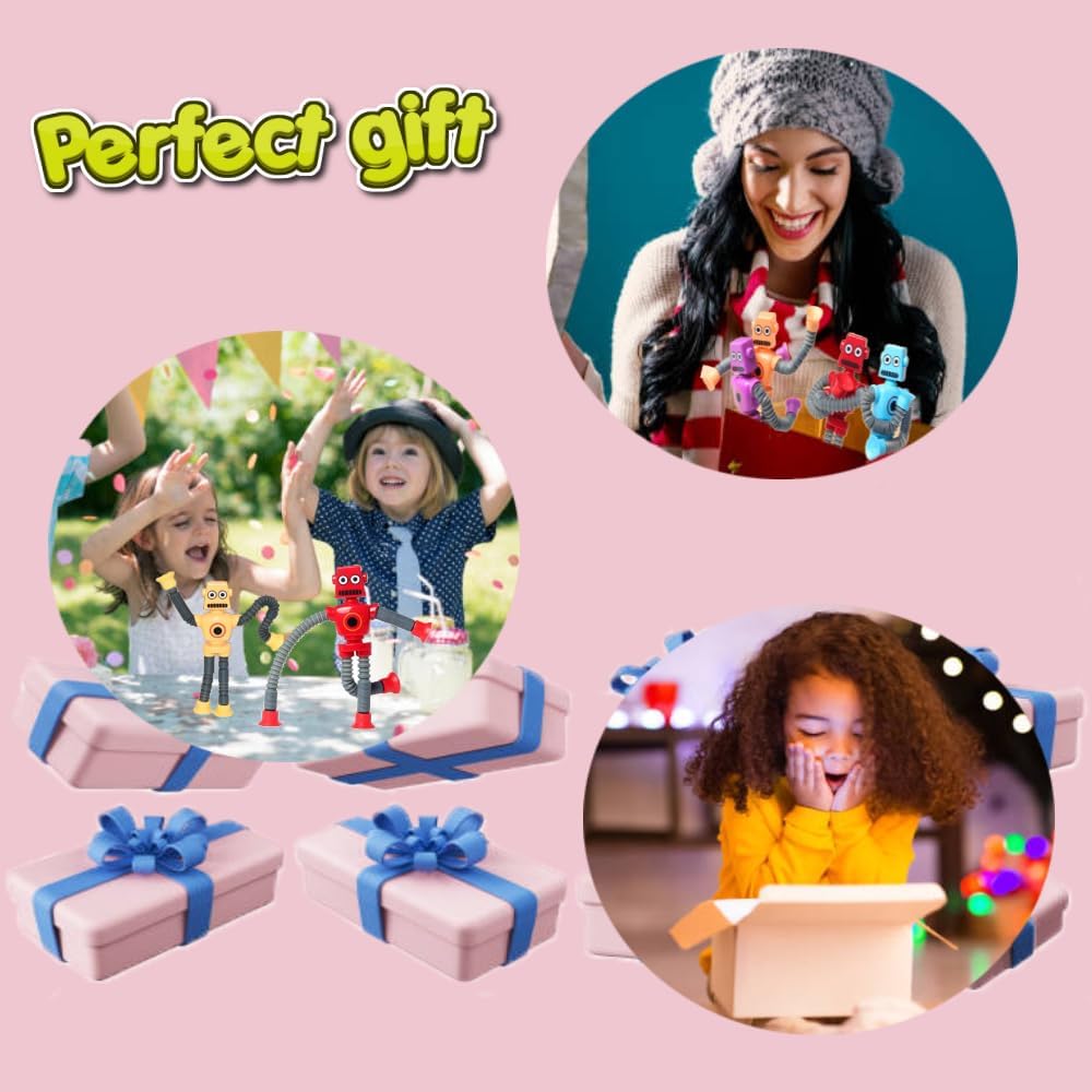24PCS Telescopic Suction Cup Robot Toy,pop Tubes,Toys for Kids,Toddler Travel Toys,Toddler Sensory Toys,figette Toys,Fidget Toys for Kids,Treasure Box prizes,Small Toys for Kids prizes