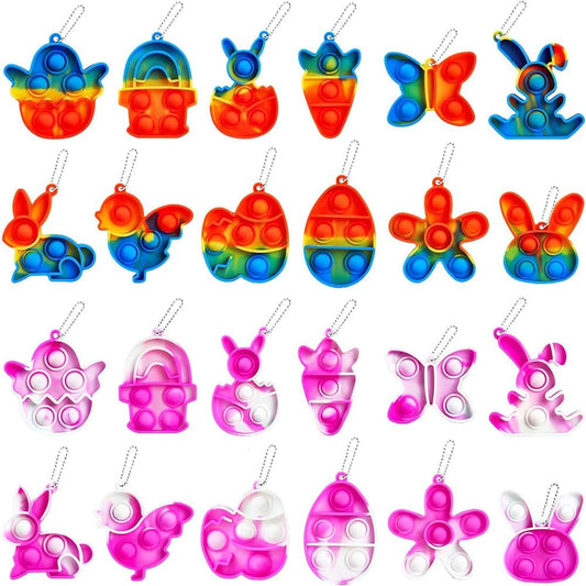 24Pcs Easter Pop Fidget Toys, Mini Easter Simple Pop Fidget Toys for Kids Boys Girls Toddlers Easter Basket Stuffers Gifts Egg Fillers Party Favors