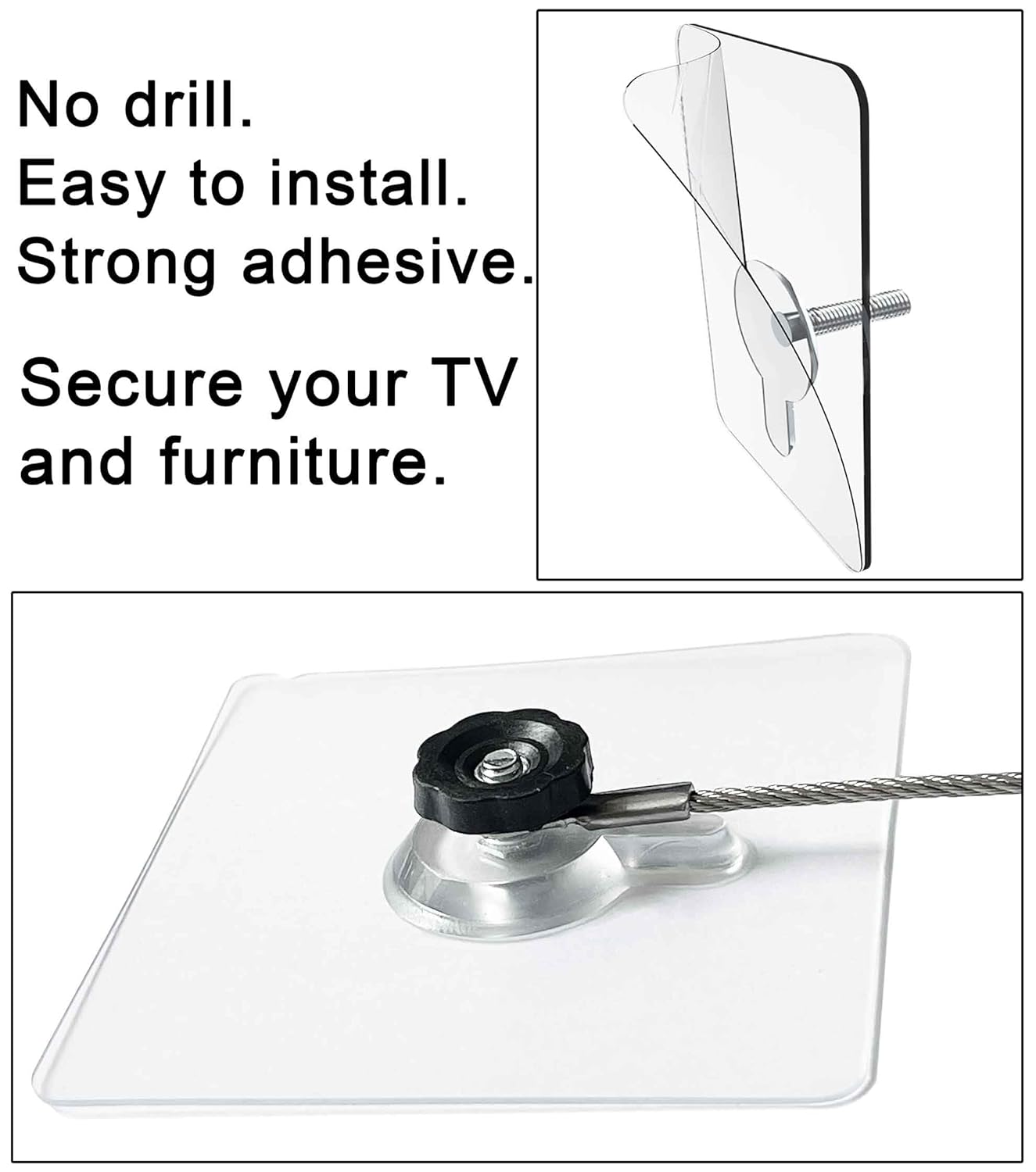 18 inches Stainless Steel Furniture Straps for Baby Proofing, No-Drill Furniture Anchors Earthquake Straps, Prevent Falling and Anti Tip TV Safety Straps, 6 Pcs