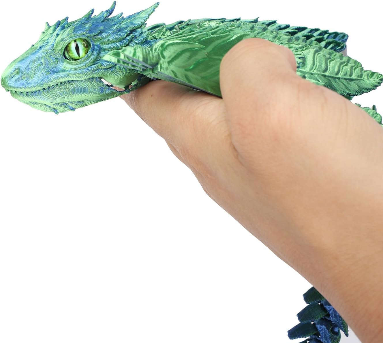 3D Printed Feathered Wyvern Dragon, 3D Printed Dragon with Wings,Adjustable Wings and Simulated Glasses Articulated Dragon Crab Toy, Desktop Pet Toy, Home Office Decor (Green)