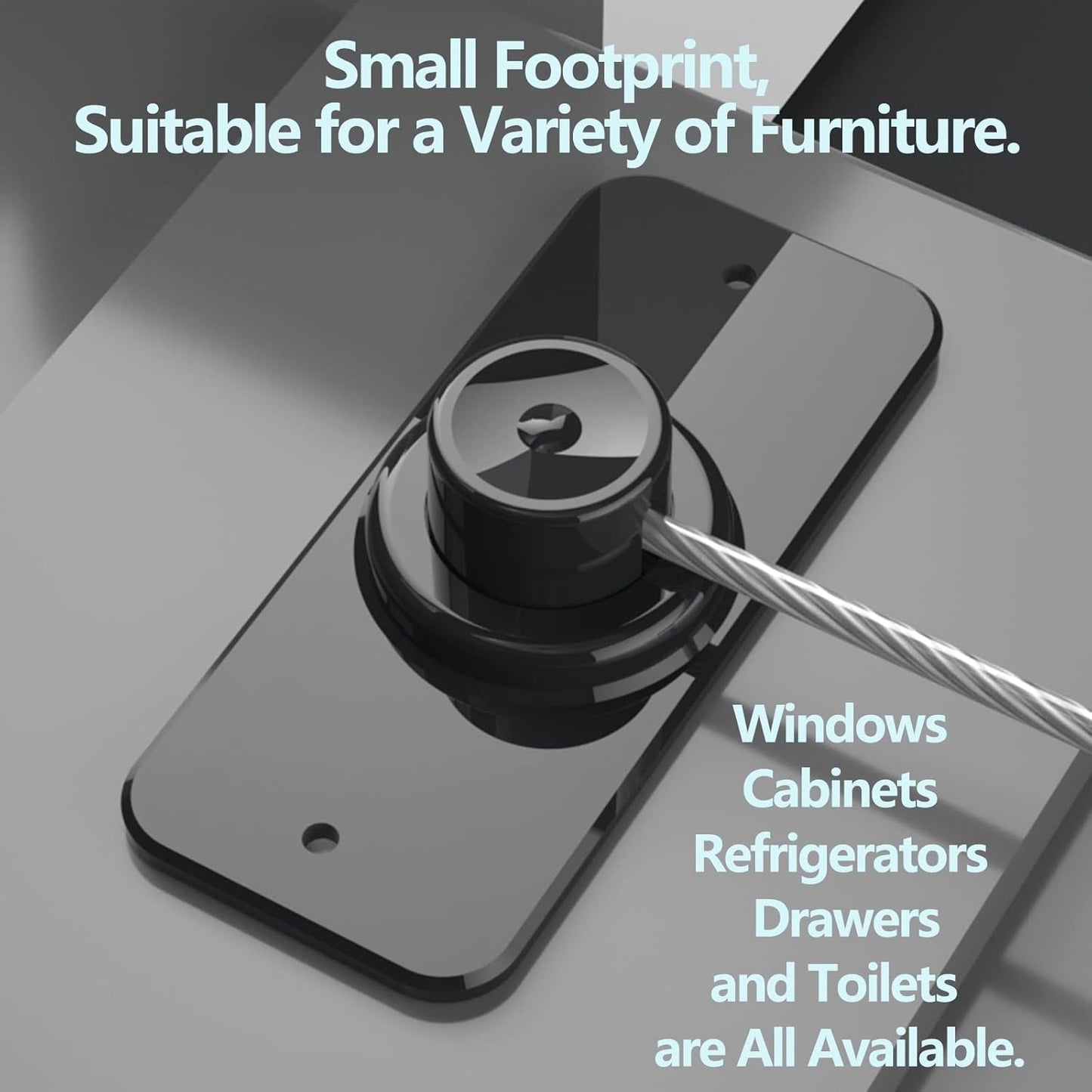 Refrigerator Lock with Key, Fridge Locks,Lock for Fridge Freezer, Cabinets and Drawers, Air Oven Air Fryer, Closets, Windows, 2 Pack Refrigerator Lock with 4 Keys (Black-Mini)