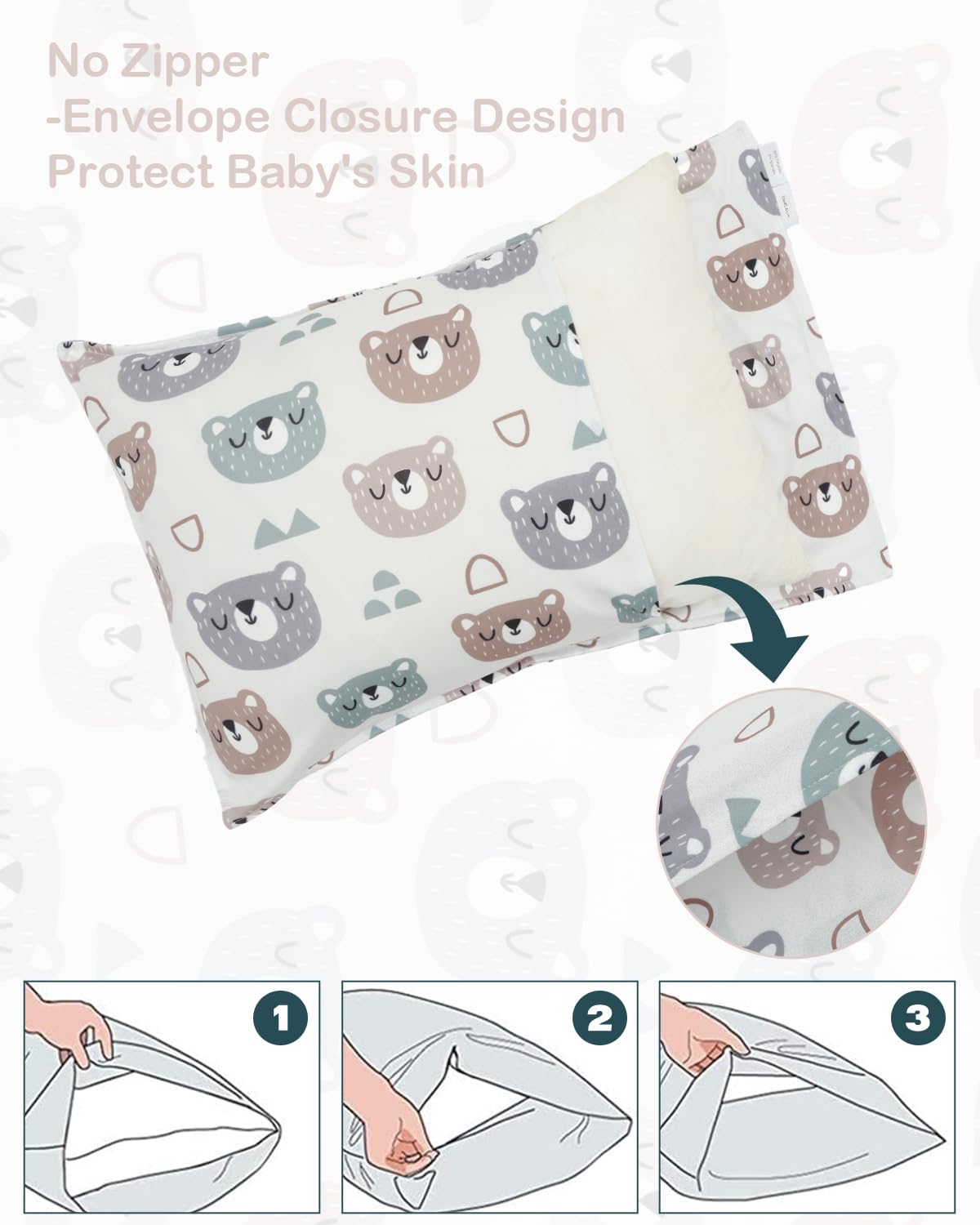 ALVABABY Toddler Pillowcases Stretchy Soft Kids Pillow Cover 2 Pack Fit 13"x 18" or 12"x16" Envelope for Girl Boy Sleepy Travel 2TPE31A