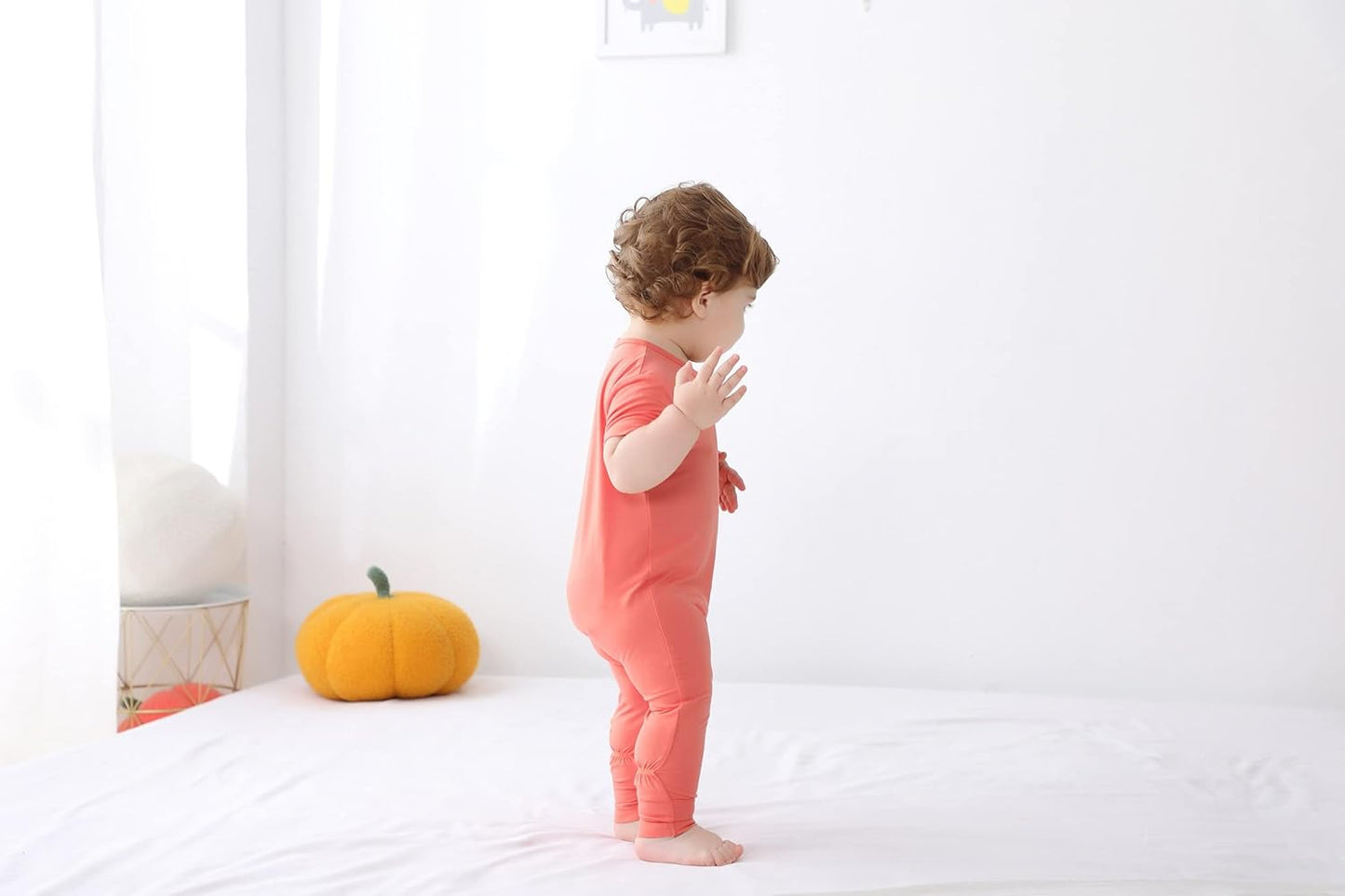 GUISBY Rayon Made from Bamboo Baby Pajamas, Summer Short Sleeve Footless Rompers, 2 Way Zipper Sleeper