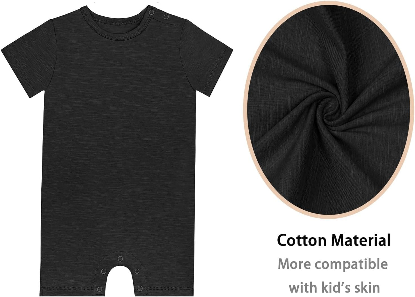 GUISBY Baby Short Sleeve Bodysuit Snap Crotch Closure Cotton Pajamas for Baby 3-Packs