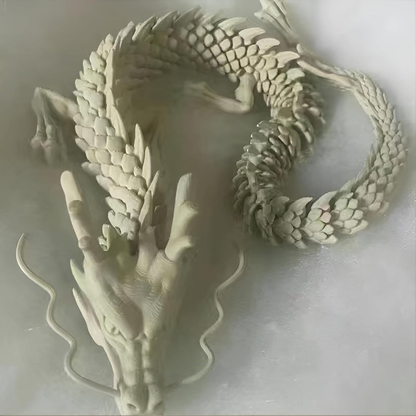 3D Printed Dragon Fidget Toy, 18in Surprise Mystery Dragon, Crystal Dragon Fidget Toy, Articulated Pye Dragon Fish/Display Cabinet/Home/Office Desktop Decor (Khaki Matte)