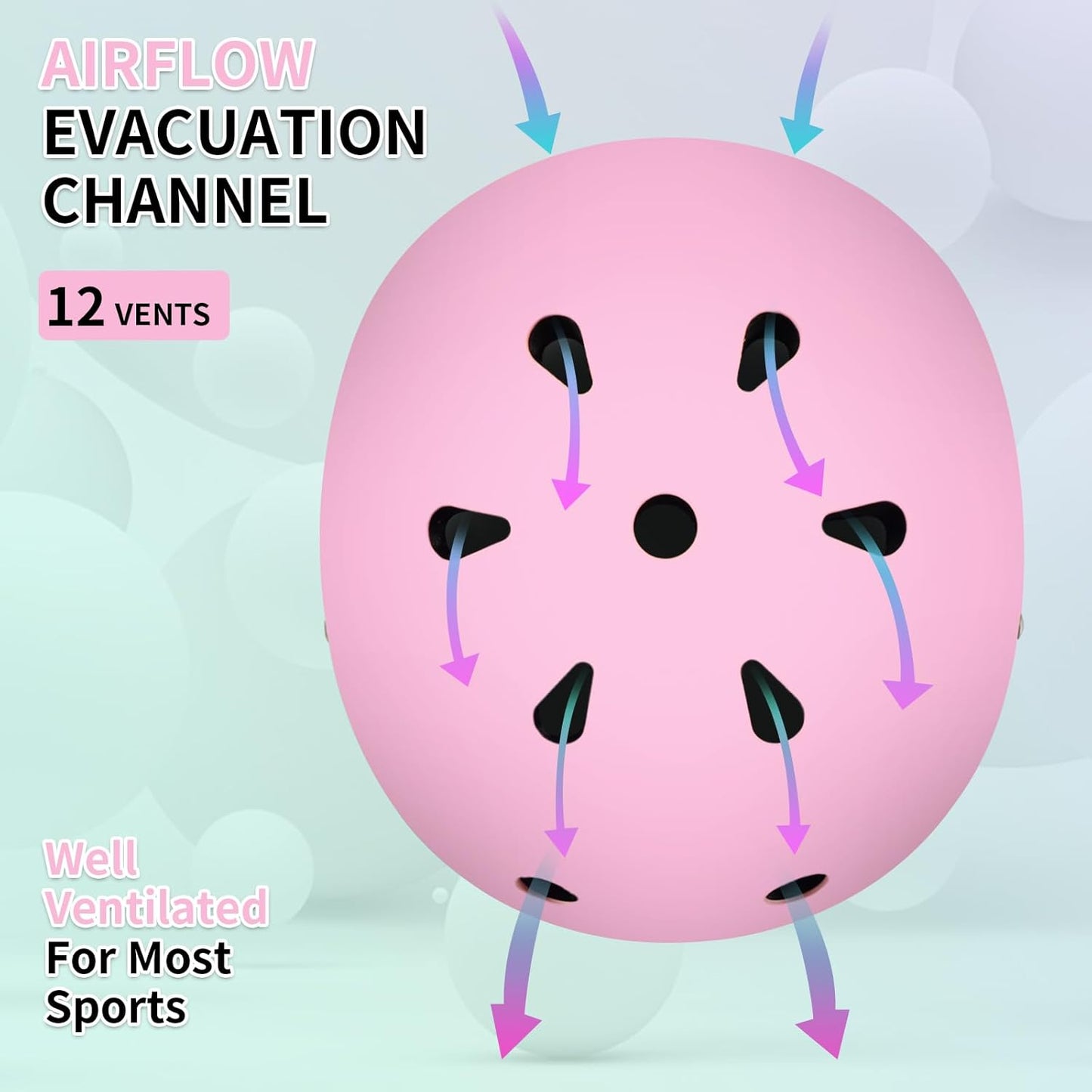 Adjustable Kids Bike Helmet with Knee & Elbow Pads Set, Color Gradient Design for Boys and Girls Aged 3-14+, for Skateboarding, Scooter, Roller & Inline Skating, Longboard