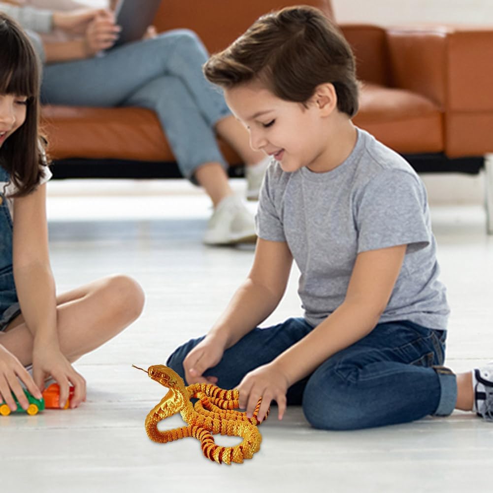 3D Printed Snake Cobra-3D Printed Animals Fidget Toy Creative 3D Printed Animals Articulated Snake Collectibles Home Office Executive Desk Decor