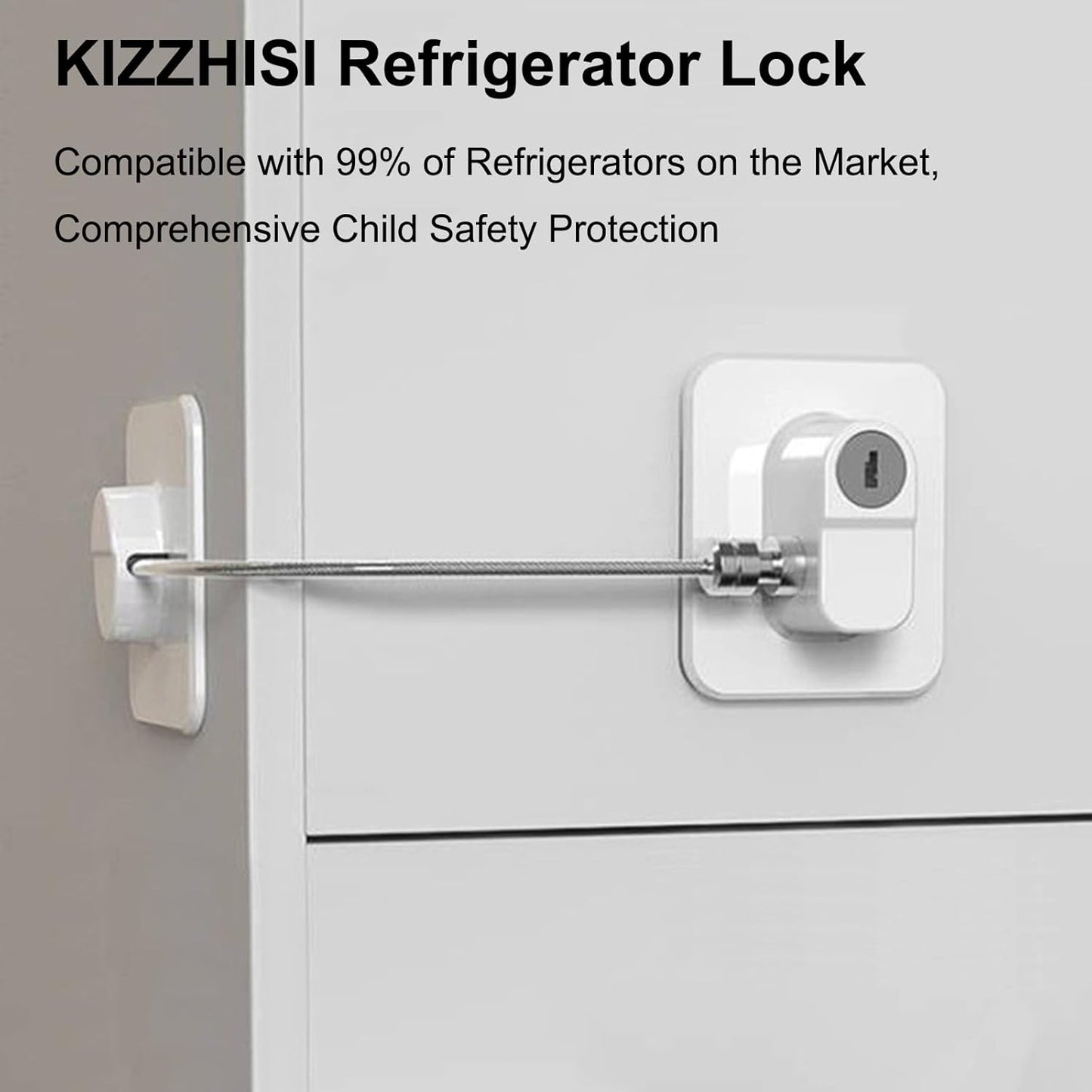 Fridge Lock (2 Pack),Refrigerator Lock with Keys,for Fridge, Cabinet Locks, Drawers, Dishwasher, Toilet and Child Safety Cabinet Locks, 3M Adhesive No Drilling (White)