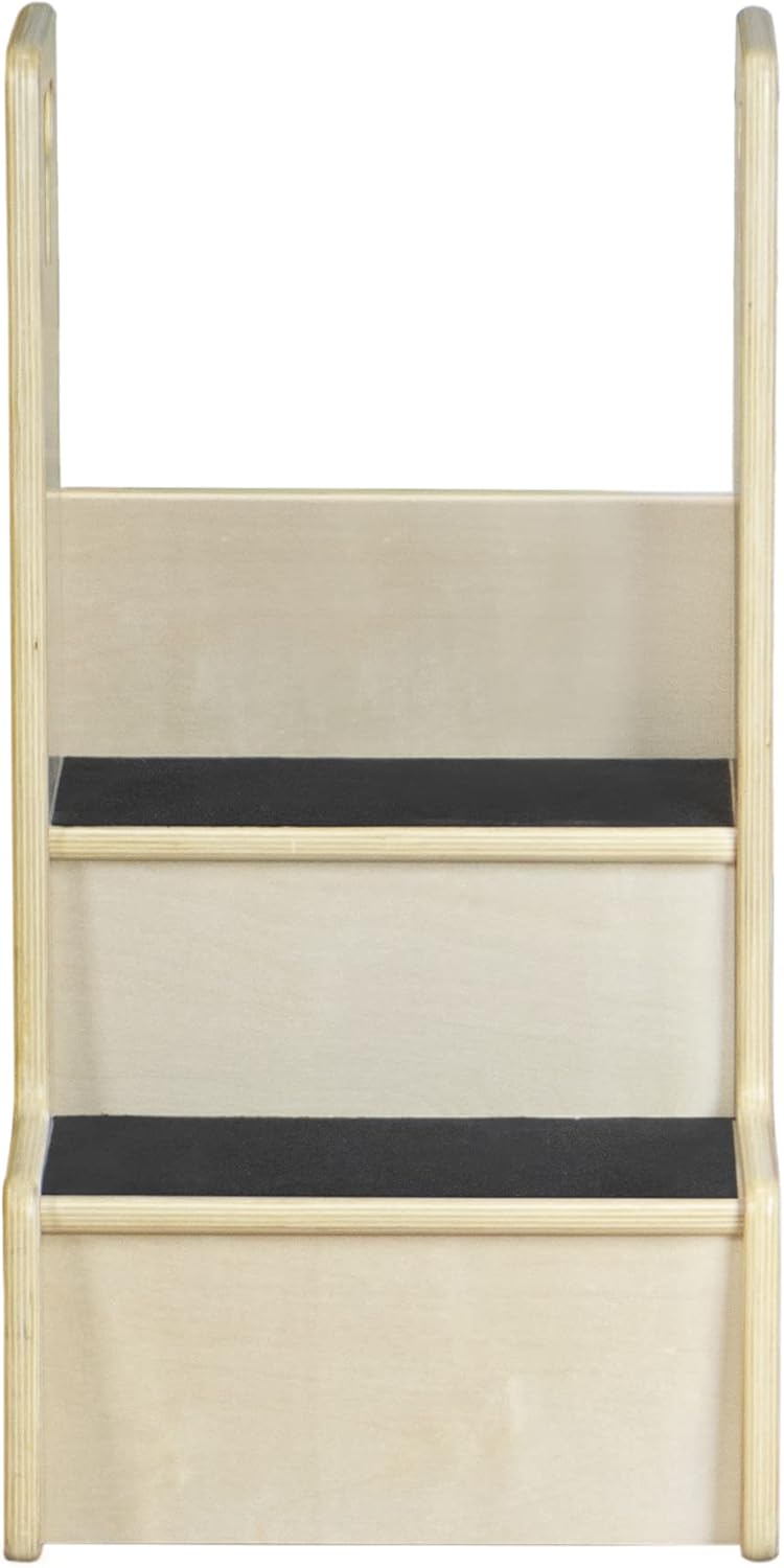 2 Step Up Stool for Toddlers and Kids with Support Handles and Non Slip, Montessori Wooden Reach Up Safety Steps for Bathroom, Kitchen