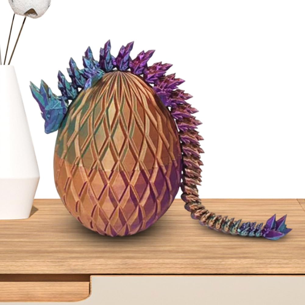 3D Printed Dragon Egg,Dragon Eggs with Dragon Inside,Crystal Dragon Fidget Toys,Full Articulated Dragon Dragon in Egg,Adults Fidget Toys for Autism ADHD (3 Colors Purple Orange Blue)