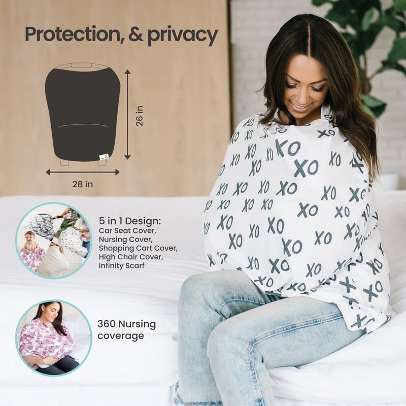 Copper Pearl Multi-Use Cover: Car Seat Covers, Nursing Cover, and Stroller Cover for Sun - Stretchy Fabric, All-Season Use, Stylish Designs, Easy Access for Moms - Mara