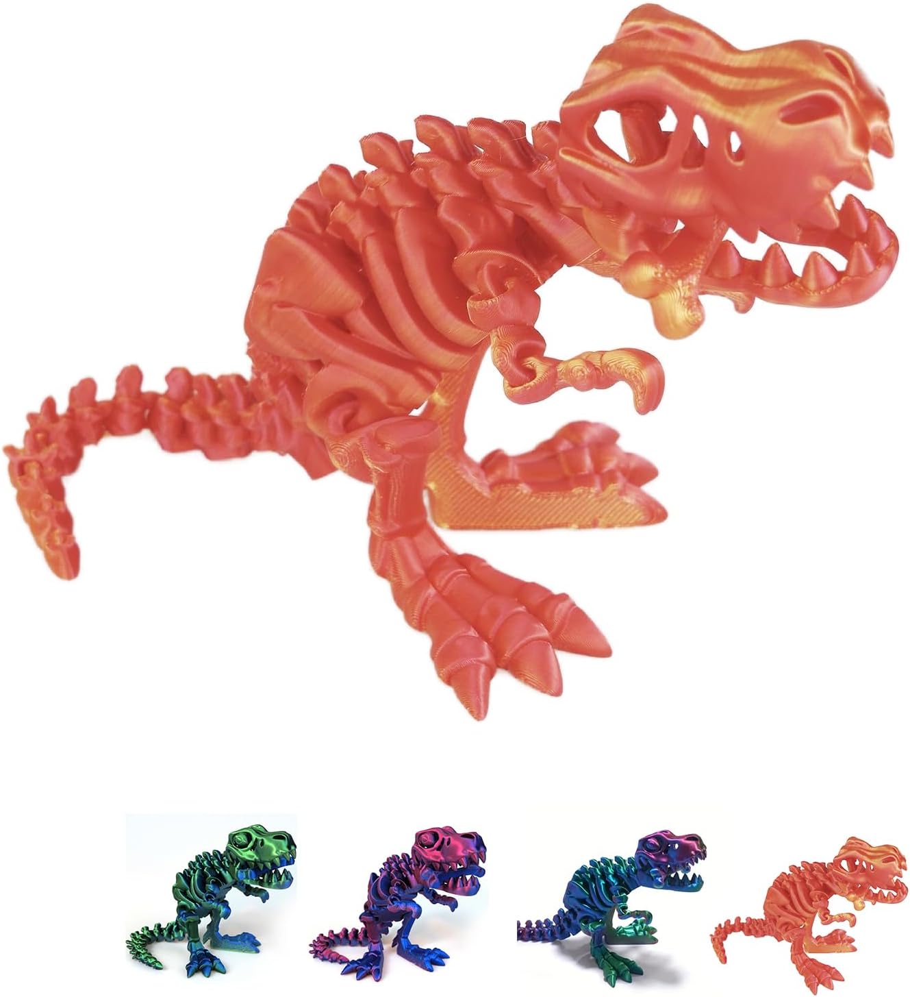 3D Printed Dinosaur Bones Tyrannosaurus Rex Skeleton with Movable Joints, 3D Model Skull T-Rex, Flexible Articulated Dinosaur Fidget Toys Adults for Autism/ADHD