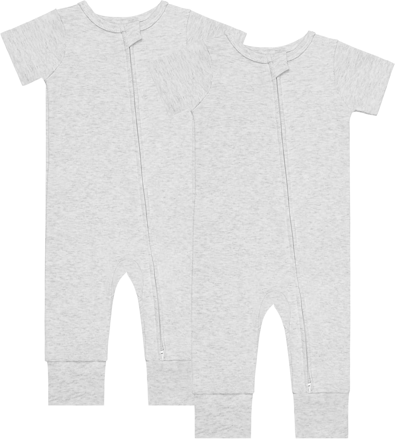 GUISBY Footless Short Sleeve Baby Pajamas with Zipper Cotton Infant Sleepwear