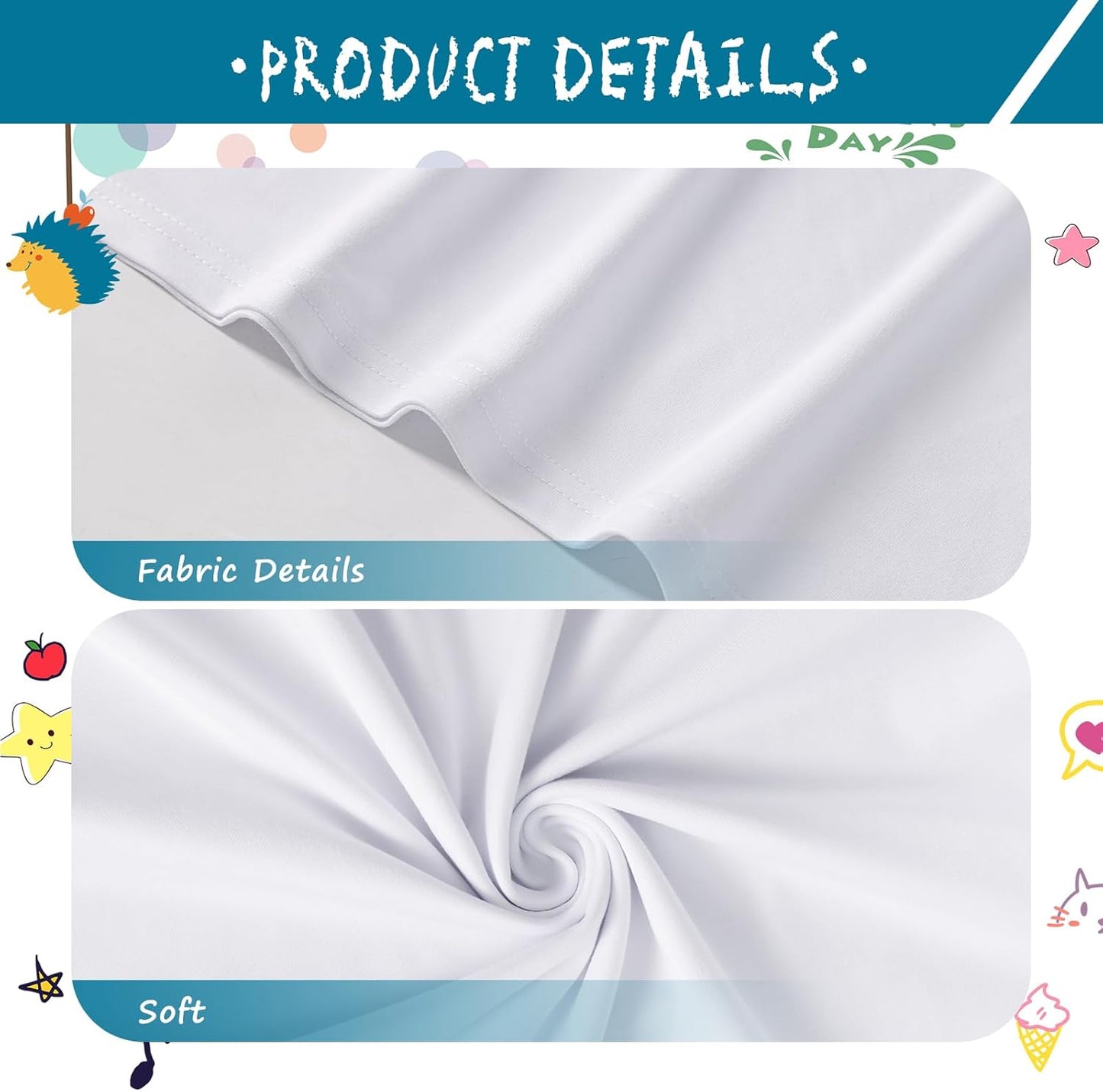 4 Pack Toddler Blank Sublimation T-Shirt,Modal Crew Neck Short Sleeve, T-Shirt for Kids Baby Children