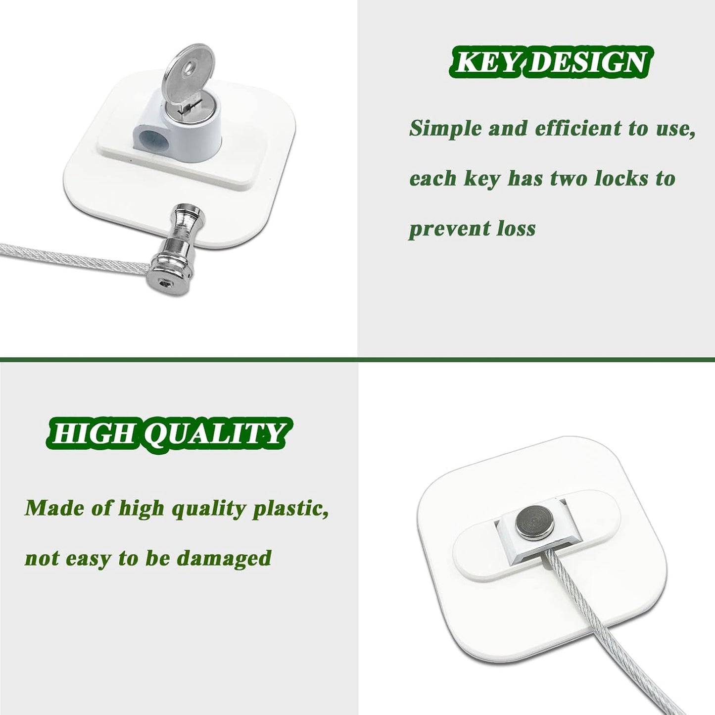 Refrigerator Lock with Key, Fridge Locks,Lock for Fridge Freezer, Cabinets and Drawers, Air Oven Air Fryer, Closets, Windows, 2 Pack Refrigerator Lock with 4 Keys (White)