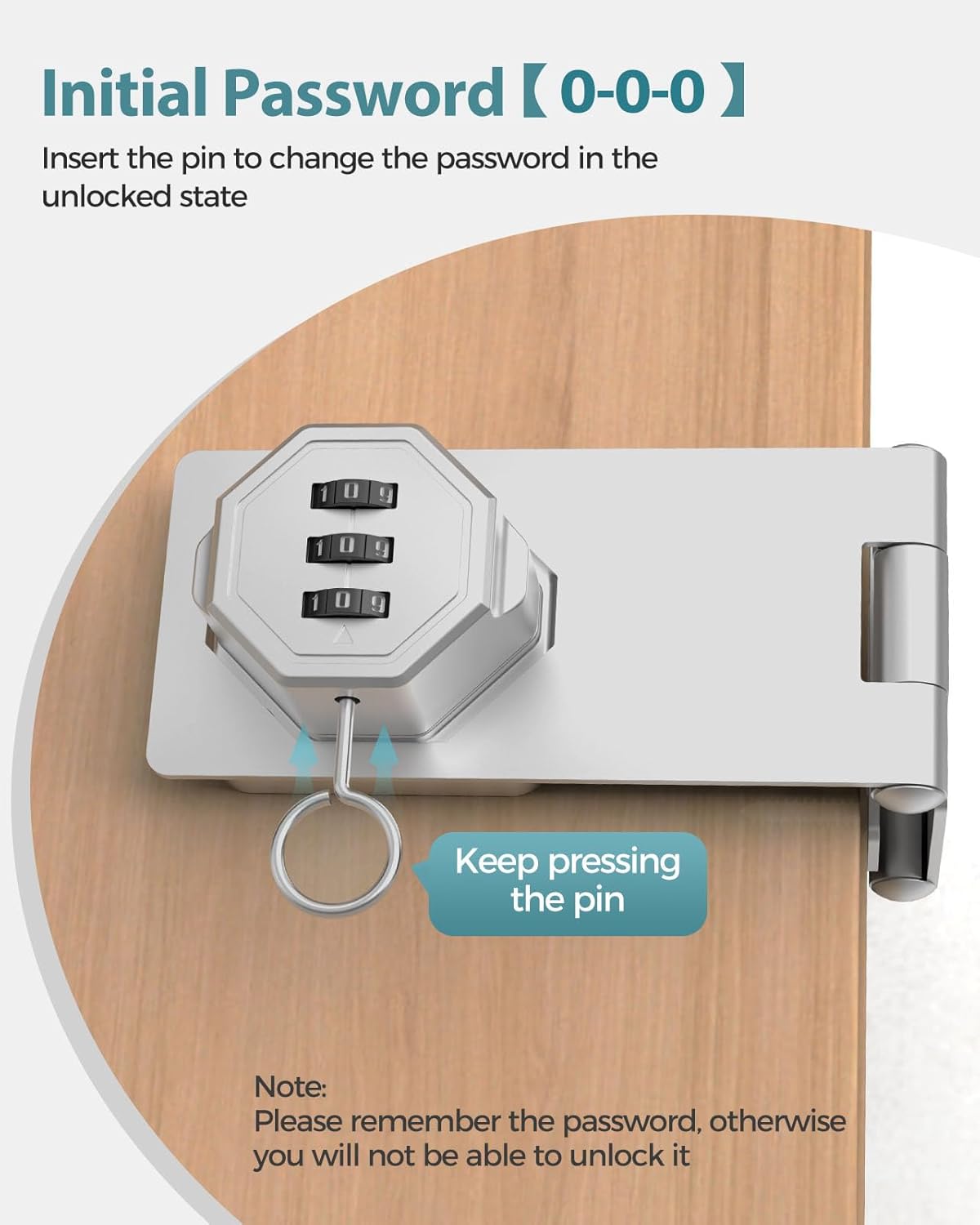 90 Degree Cabinet Combination Door Lock Latch, Zinc Alloy Password Rotary Hasp Lock, Keyless Folding Latches for Office File Cabinet, Drawers, Cupboard, Small Doors, Locker (1, Silver)