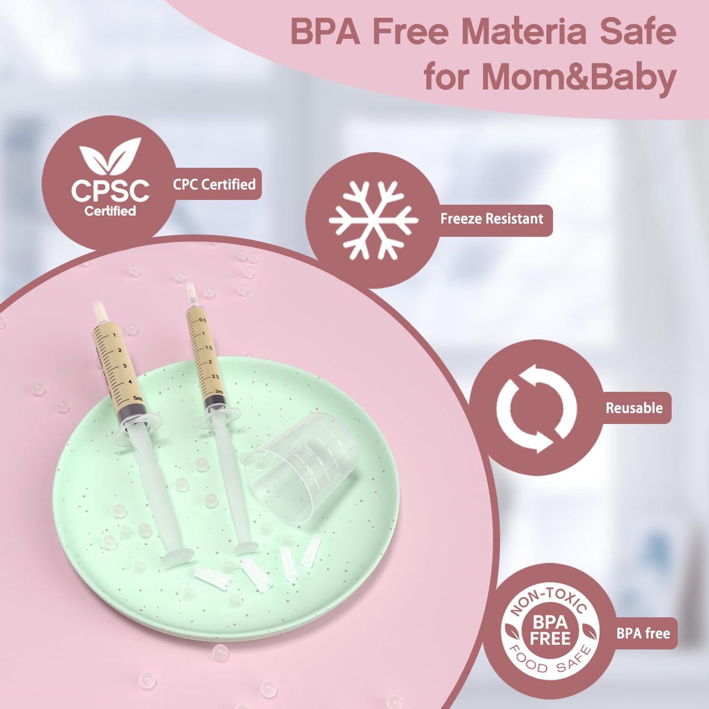 60 Sets 5Ml Colostrum Collector Kit Include 60 5ml No Needle Sterile Syringes with Cap, 4 Measuring Cup, 6 Zip-lock Storage Bags, 60 Labels for Breast Milk Collector