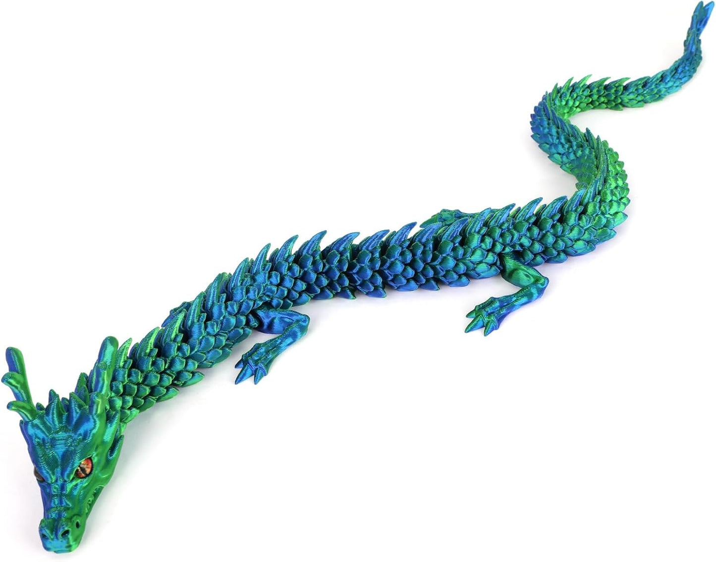 3D Printed Dragon, 17.7 Inch Articulated Dragon, Crystal Dragon, Dragon Fidget Toy, Home Office Decor Executive Desk Toys (Green)
