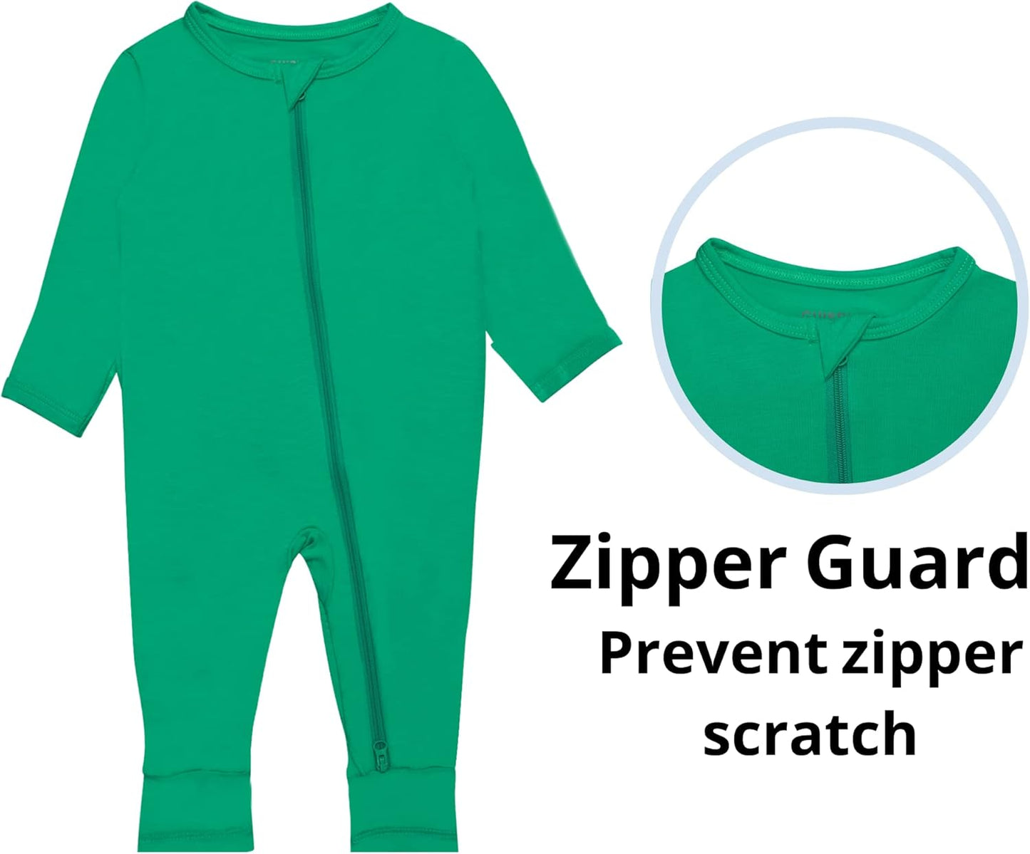 GUISBY Baby Pajamas with Mitten Cuffs - 3Pcs Girls Boys 2 Way Zipper Long Sleeve Rayon Sleepers