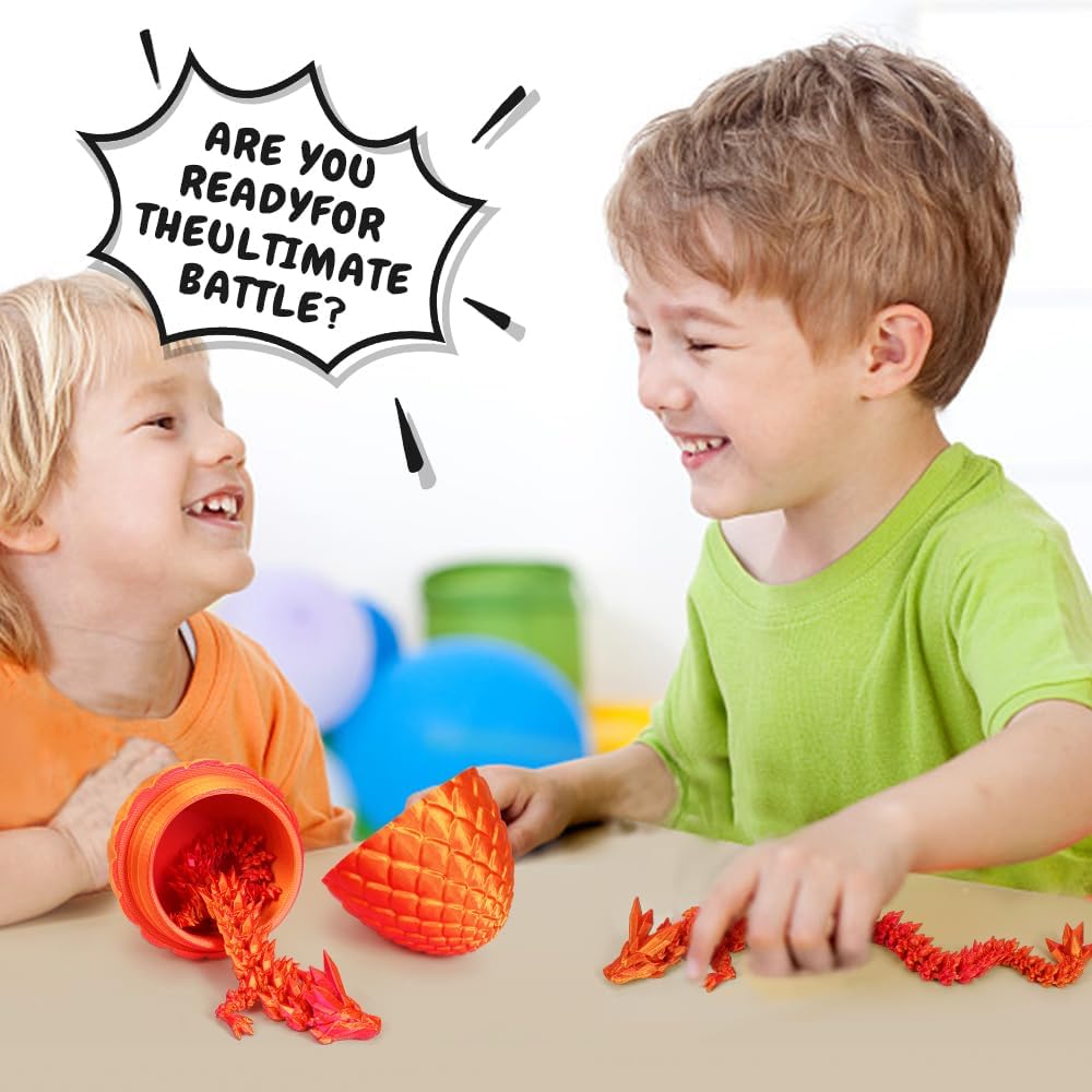 3D Printed Dragon Egg, Mystery Crystal Dragon Egg Fidget Toys Surprise, Articulated Crystal Dragon Eggs with Dragon Inside (Laser Red)