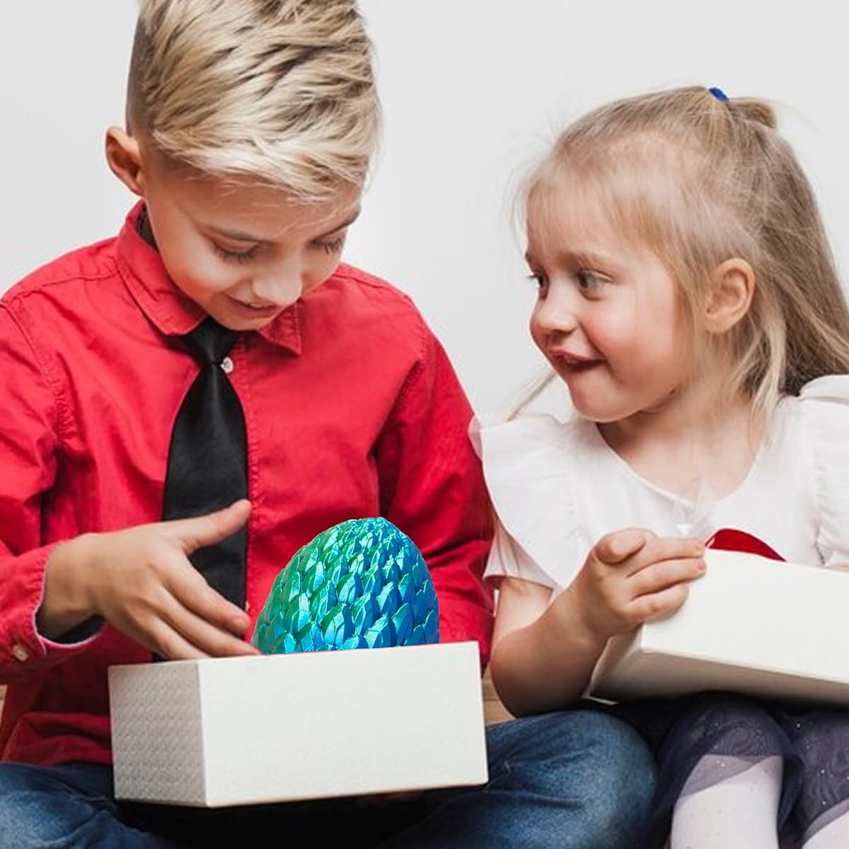 3D Prited Dragon,3D Printed Dragon in Egg, Home Office Decor Executive Desk Toys， Fidget Toys for Adults and Kids (Blue&Green)