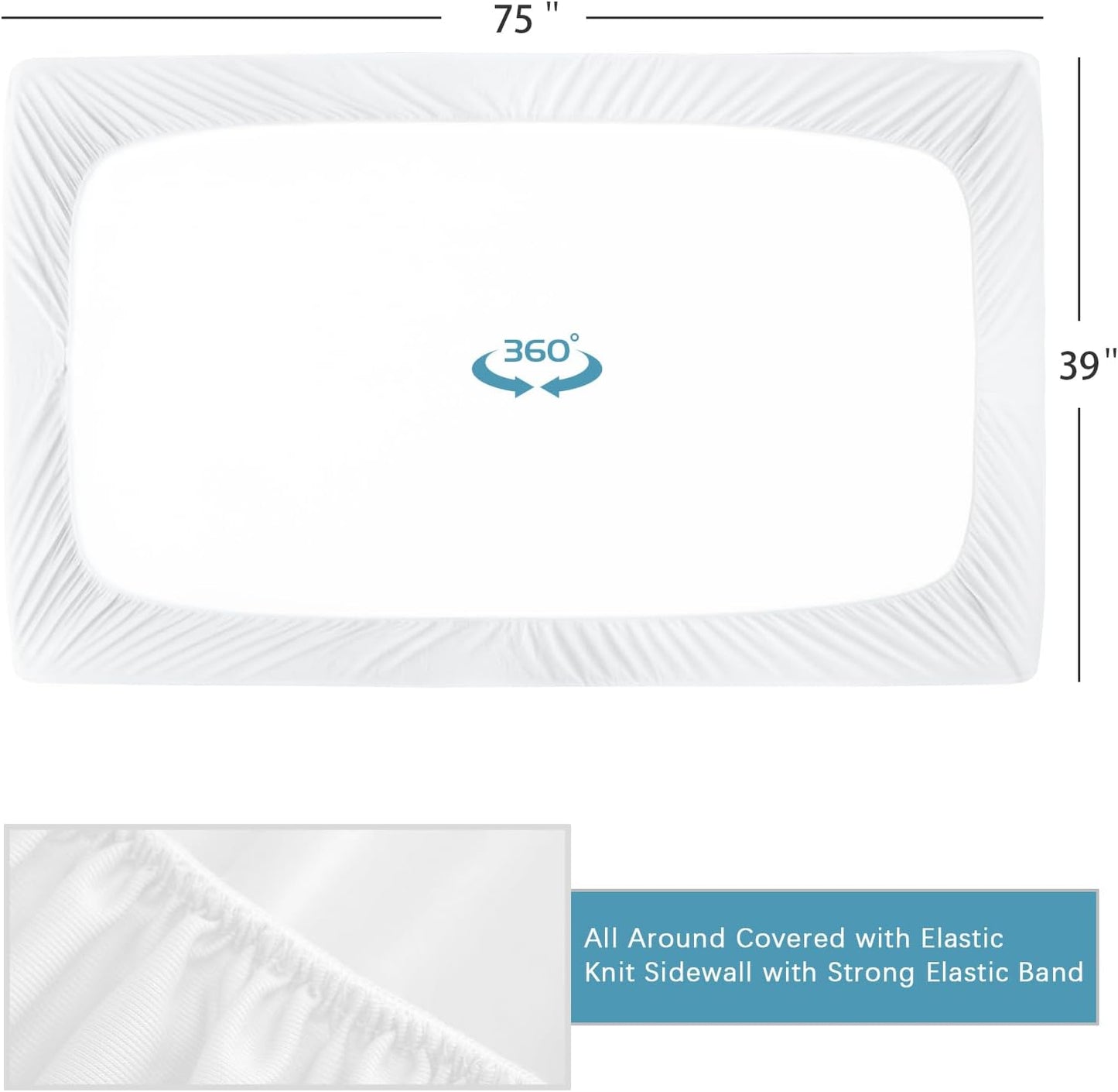 2 Pack Twin Mattress Protector Waterproof, Noiseless & Soft Coverage Mattress Fitted Sheet Twin with Deep Pocket up to 14", Super Breathable & Easy Wash Twin Size Mattress Protector