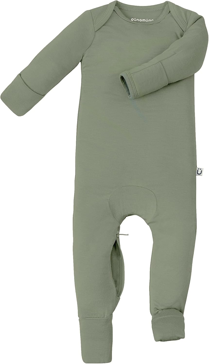 GUNAMUNA Unisex Baby Toddler Ultra-Soft Convertible Pajama, Footie or Romper Sleeper with Diaper Zipper, Newborn to 24 Months