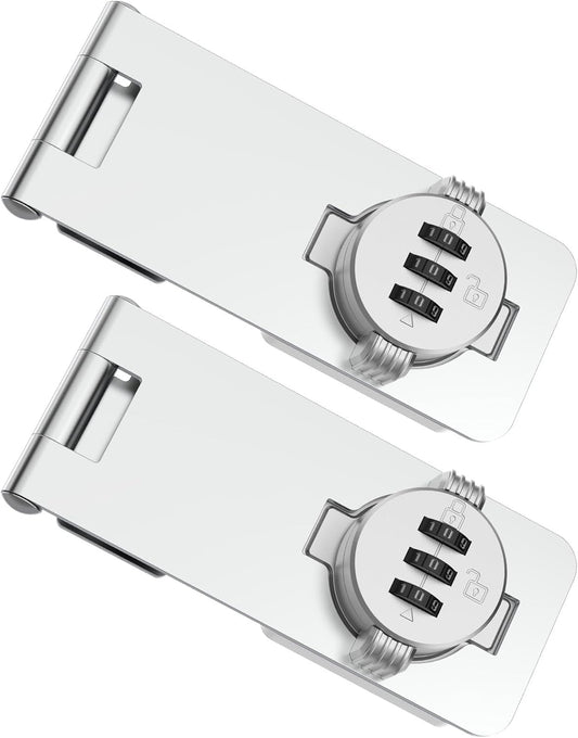 3-Digit Combination Cabinet Lock, 4.5" Keyless Safety Drawer Lock for Lockers, Small Doors, Closets, Storage, Office (2, Silver)