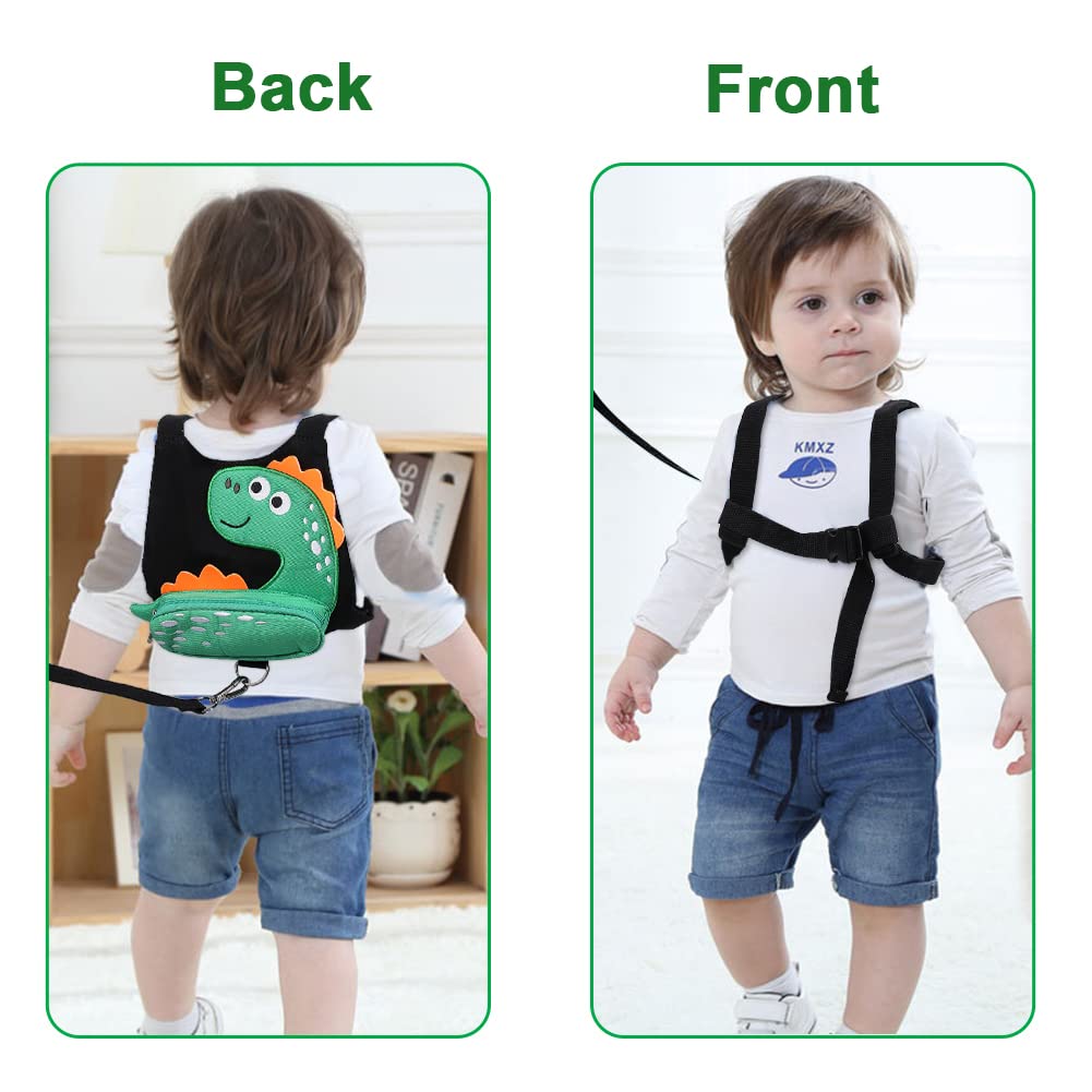 Accmor Toddler Leash Harness, 2 Pack Cute Dinosaur Kids Leash Harness Wrist Leashes + Anti Lost Wrist Link, Child Walking Harness Wristband Assistant Strap Belt for Baby Boys Girls to Outdoor Travel