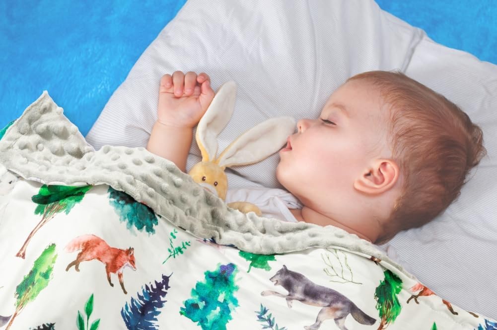 4 Pack Soft Woodland Baby Blankets（30“X40 for Unisex Girls or Boys Breathable Gender Neutral Nursery Double Layer Blankets with Dotted Backing and Animals Printed for Newborn Toddlers (Animal Print)