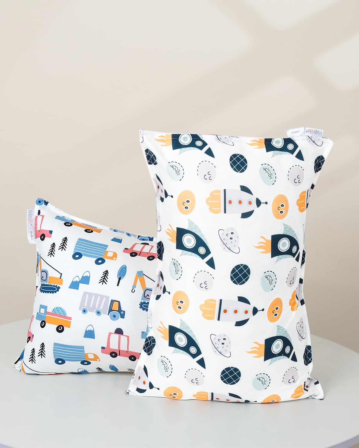 ALVABABY Toddler Pillowcases Stretchy Soft Kids Pillow Cover 2 Pack Fit 13"x 18" or 12"x16" Envelope for Girl Boy Sleepy Travel 2TPE22A