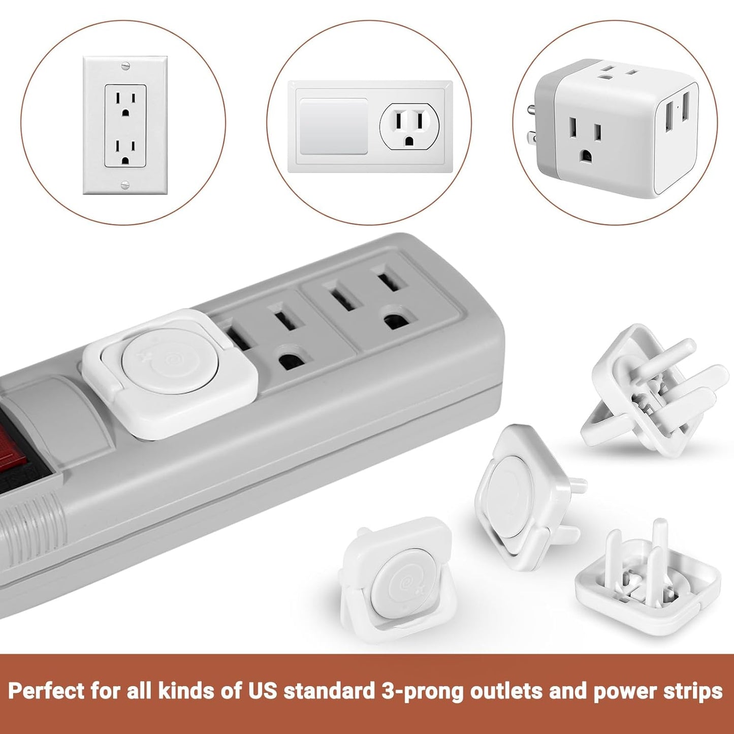 Outlet Covers Baby Proofing, 40 Pack Child Proof Plug Socket Covers Electric Plug Protectors Safety Caps to Prevent Power Shock, for US 3-Prong, White