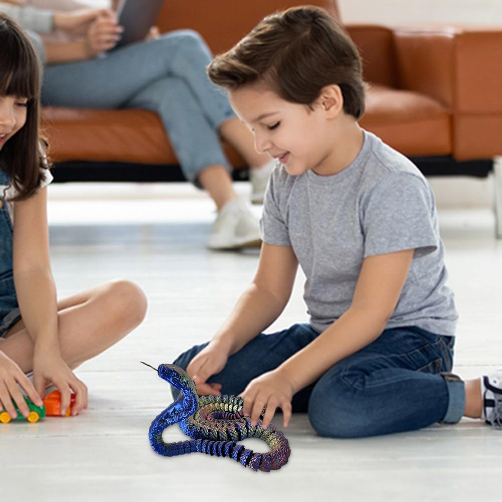 3D Printed Snake Cobra-3D Printed Animals Fidget Toy Creative 3D Printed Animals Articulated Snake Collectibles Home Office Executive Desk Decor