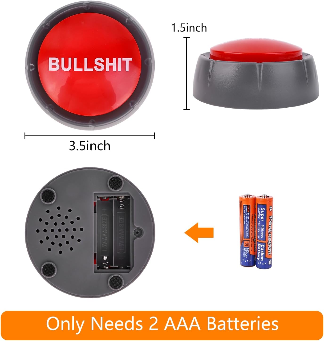 4 Pcs Dance Party Buttons with Music Sound - 30s Funny Buzzer Buttons for Office Toys, Novelty Fun, Gag Gifts, Cool Desk Decor Gadgets(3.5 x 3.5 x 1.5 inches, Red and Black)