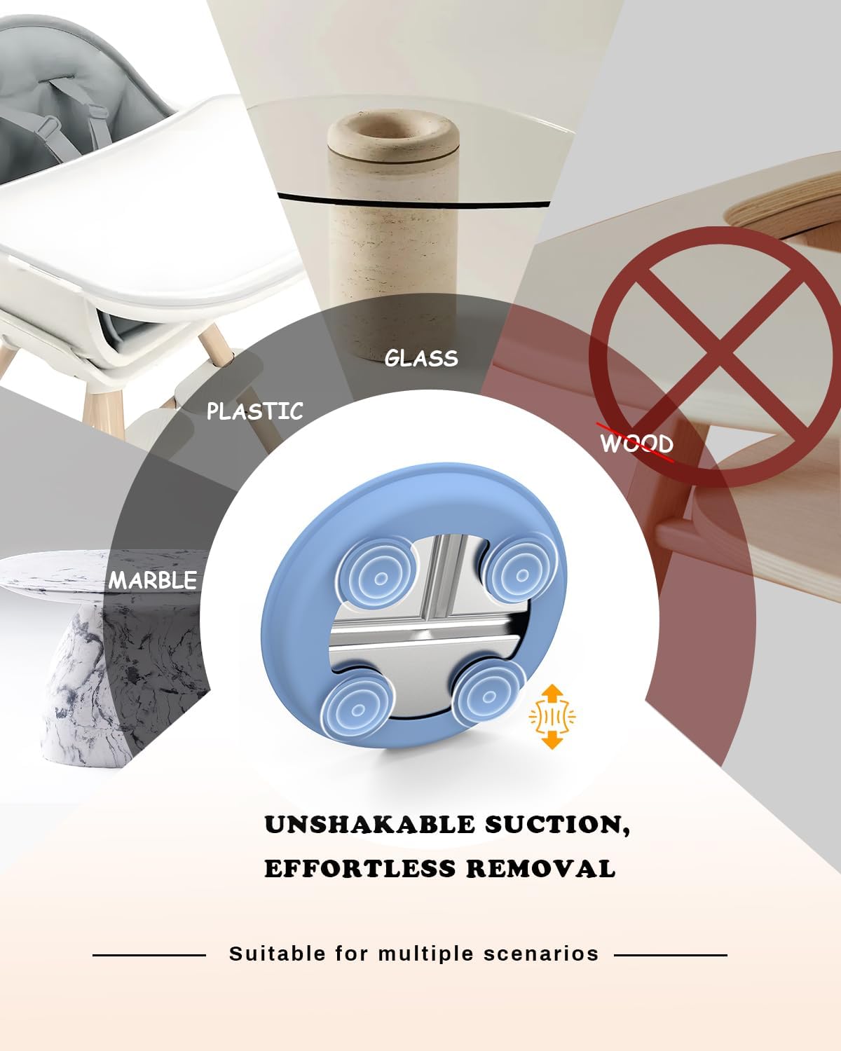 8" Stainless Steel Toddler Plates with Suction, Divided Plates with Removable Silicone Sleeves for Baby, Non Toxic & BPA Free |Unbreakable |Dishwasher Safe Dinnerware Set of 2, Blue & Gray