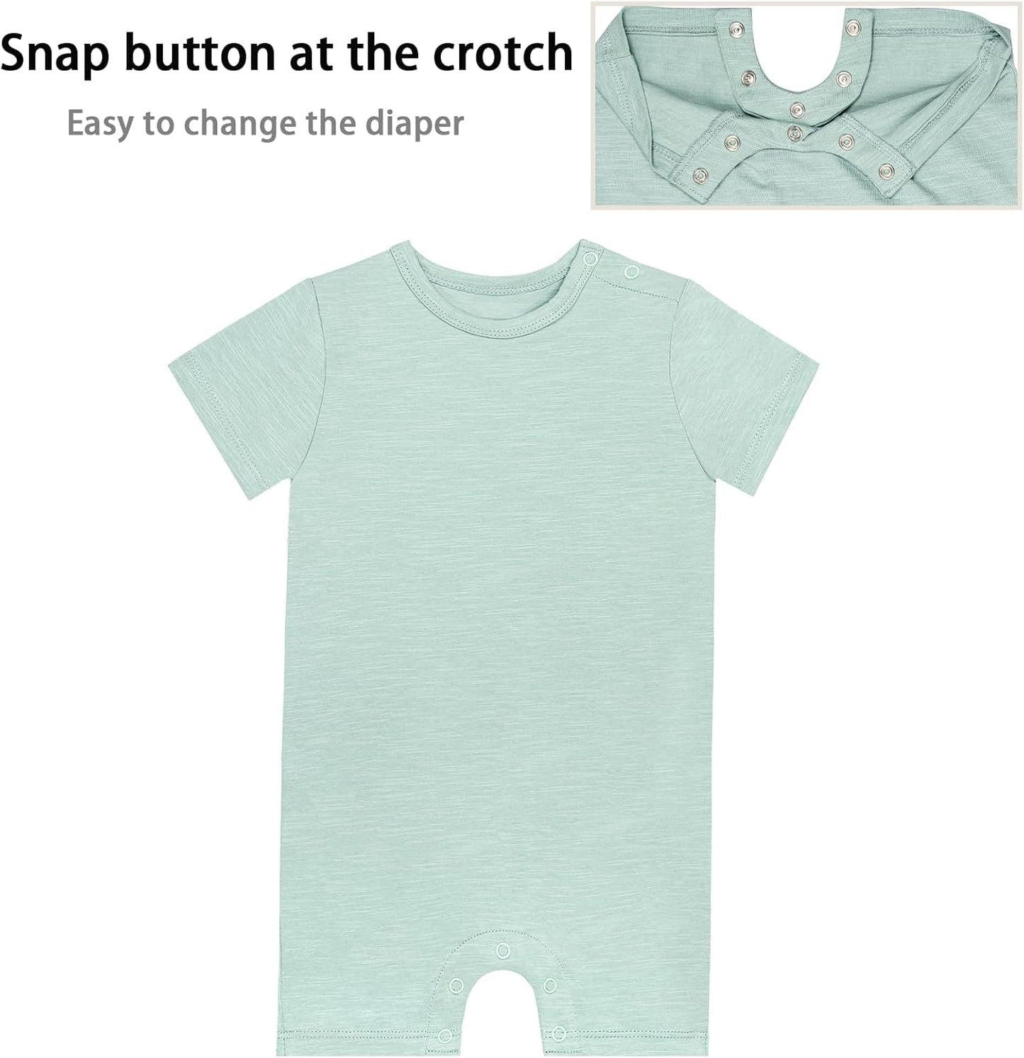 GUISBY Baby Short Sleeve Bodysuit Snap Crotch Closure Cotton Pajamas for Baby 3-Packs