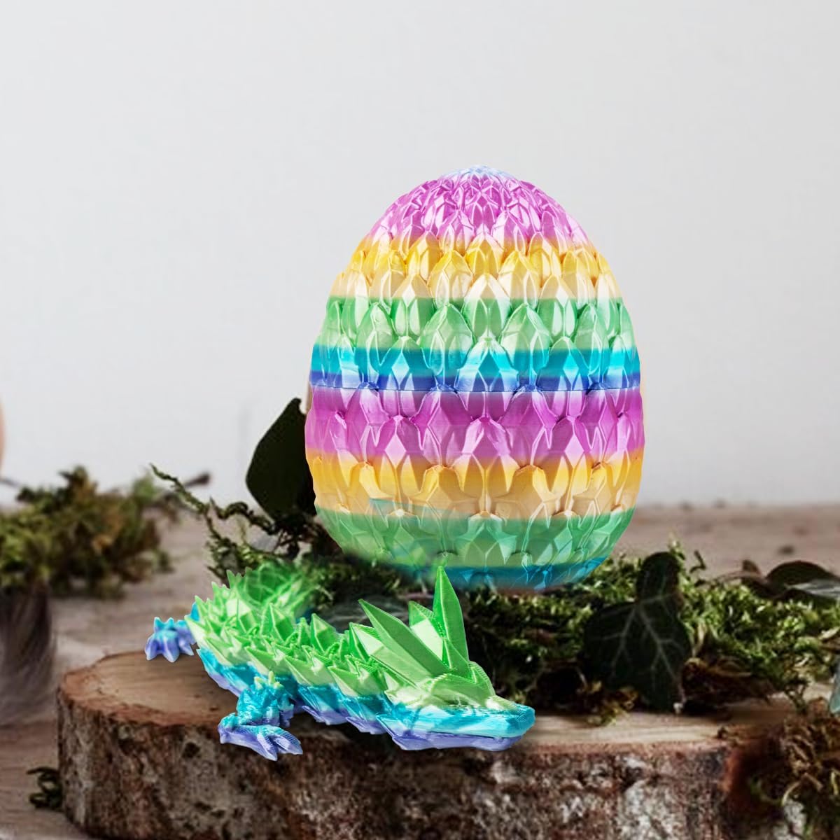 3D Printed Dragon Egg, Beautiful Flexible Joints Executive Desk Toys, Gifts for Adults and Kids (Rainbow)