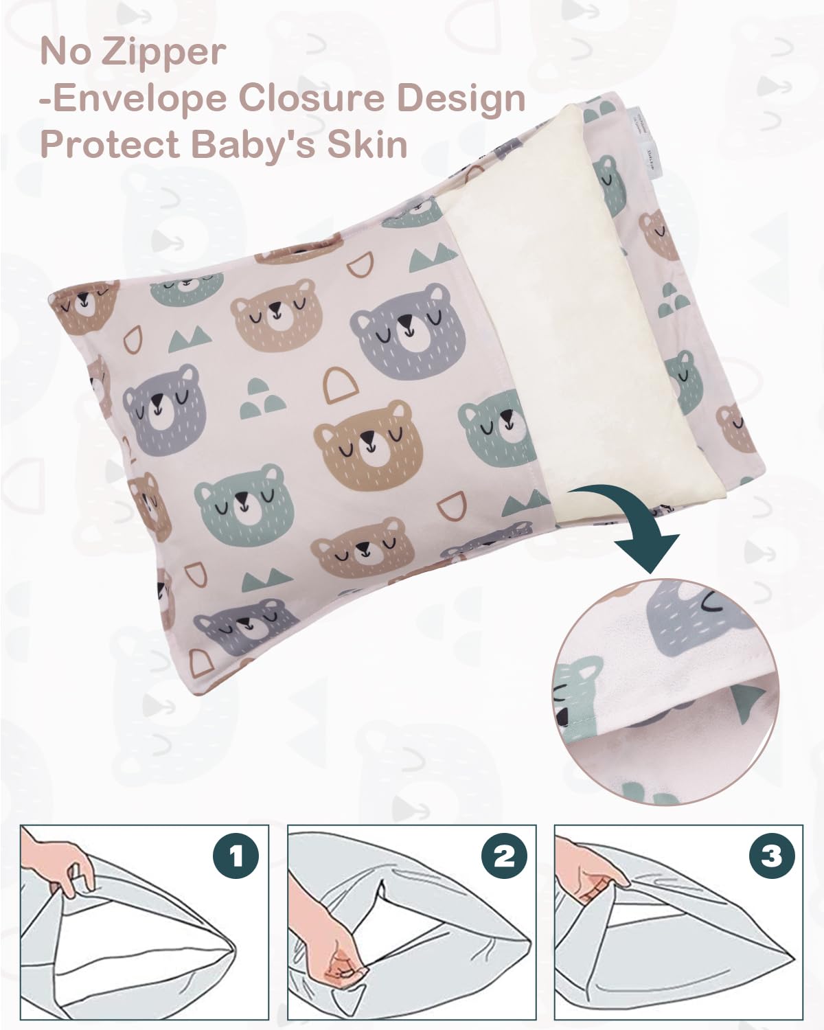 ALVABABY Toddler Pillowcases Stretchy Soft Kids Pillow Cover 2 Pack Fit 13"x 18" or 12"x16" Envelope for Girl Boy Sleepy Travel 2TPE26A