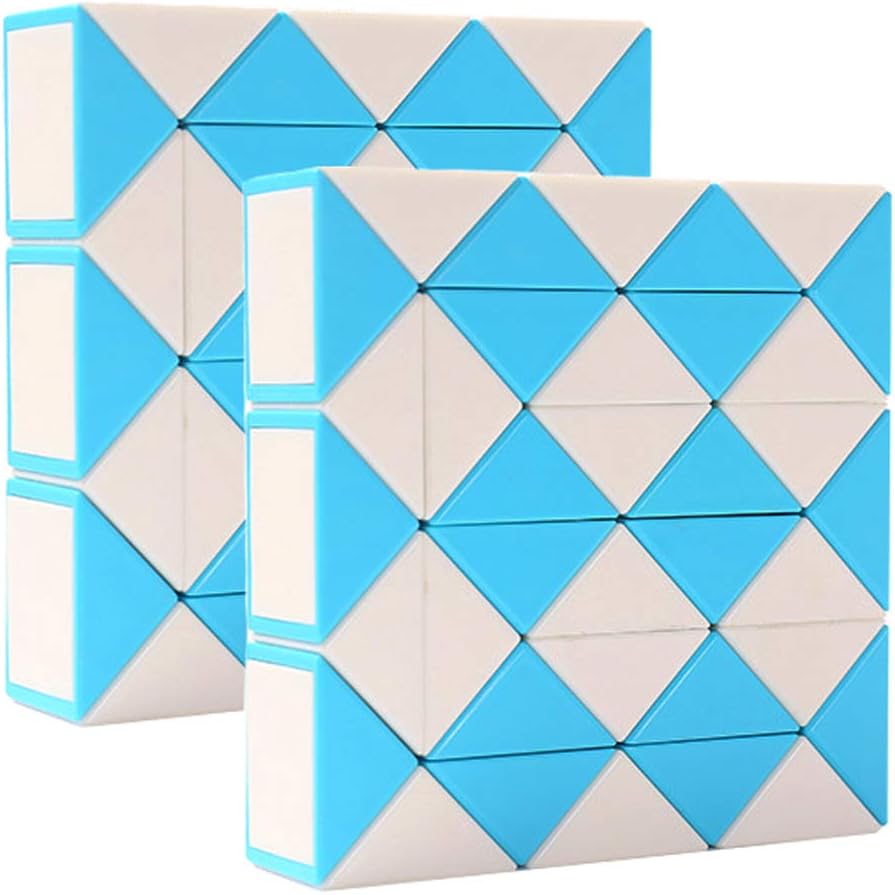 2PACK 36 Stages Fidget Magic Snake Cube Puzzles Twist Ruler Speed Cubes Brain Teaser Game Toys for Kids Random Color (36 Block)