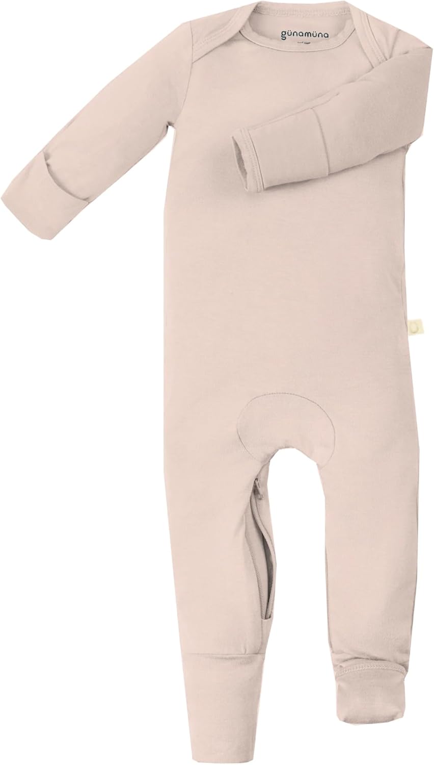 GUNAMUNA Unisex Baby Toddler Ultra-Soft Convertible Pajama, Footie or Romper Sleeper with Diaper Zipper, Newborn to 24 Months