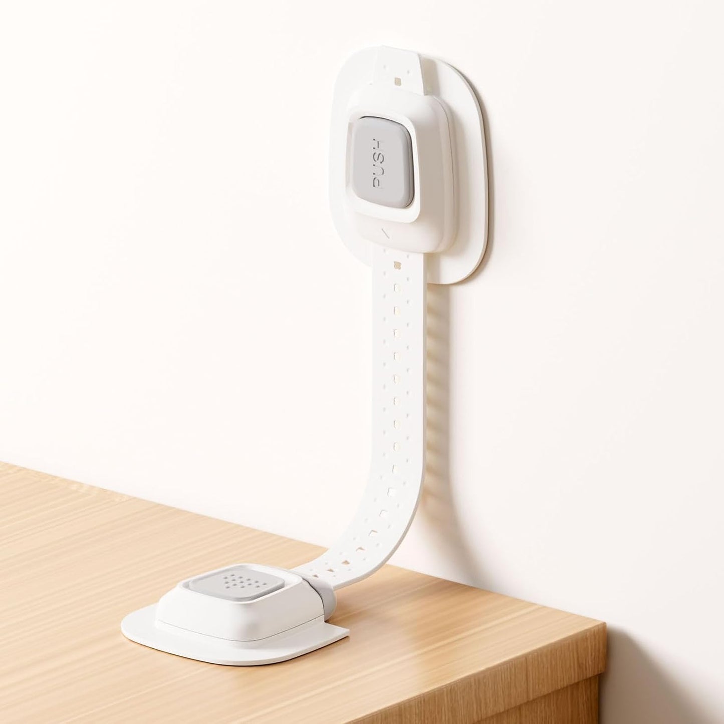 No Drill Furniture Anchor, Anti-tip and Adjustable Strap for Baby Proofing, 3M Adhesive Multi-Purpose for Furniture, Secure to Playroom (4 Pack)