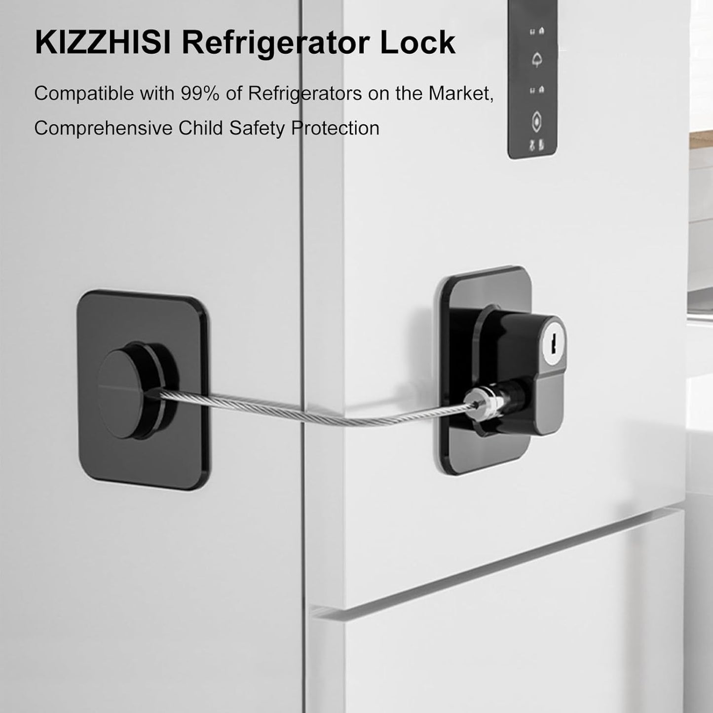 Fridge Lock (2 Pack),Refrigerator Lock with Keys,for Fridge, Cabinet Locks, Drawers, Dishwasher, Toilet and Child Safety Cabinet Locks, 3M Adhesive No Drilling (Black)