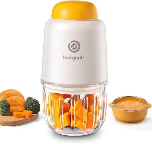 Baby Food Processor – Puree Blender with Glass Bowl, Stainless Steel Blades, BPA-Free, One-Touch Control, Easy to Clean, Quiet Operation, Ideal for New Parents, 10oz